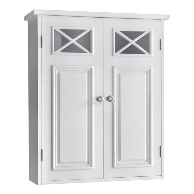 Dawson Two Doors Wall Cabinet White - Elegant Home Fashions: Traditional Style, Semi-Gloss Finish, Bathroom Storage