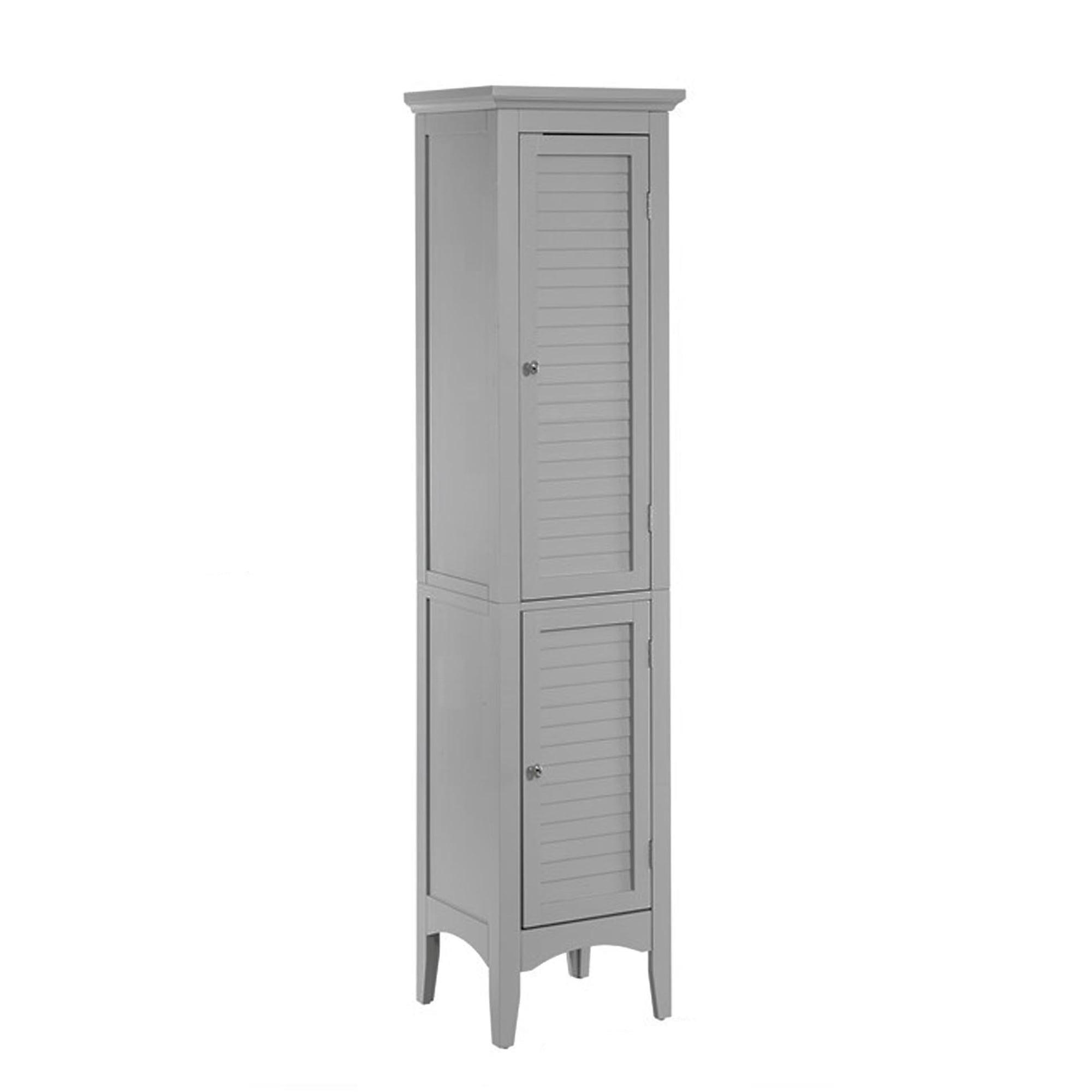 Gray Tall Wooden Cabinet with Adjustable Shelving