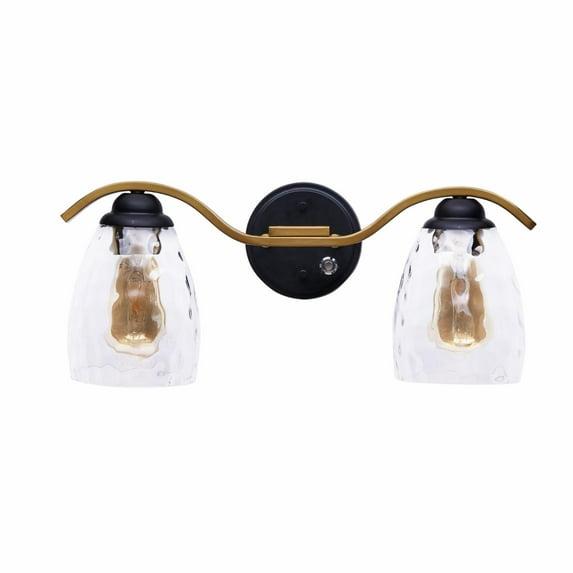 Mercer41 2-Light Modern Bathroom Vanity Wall Sconce with Hammered Glass Shades and 3-Stage Touch Dimmer