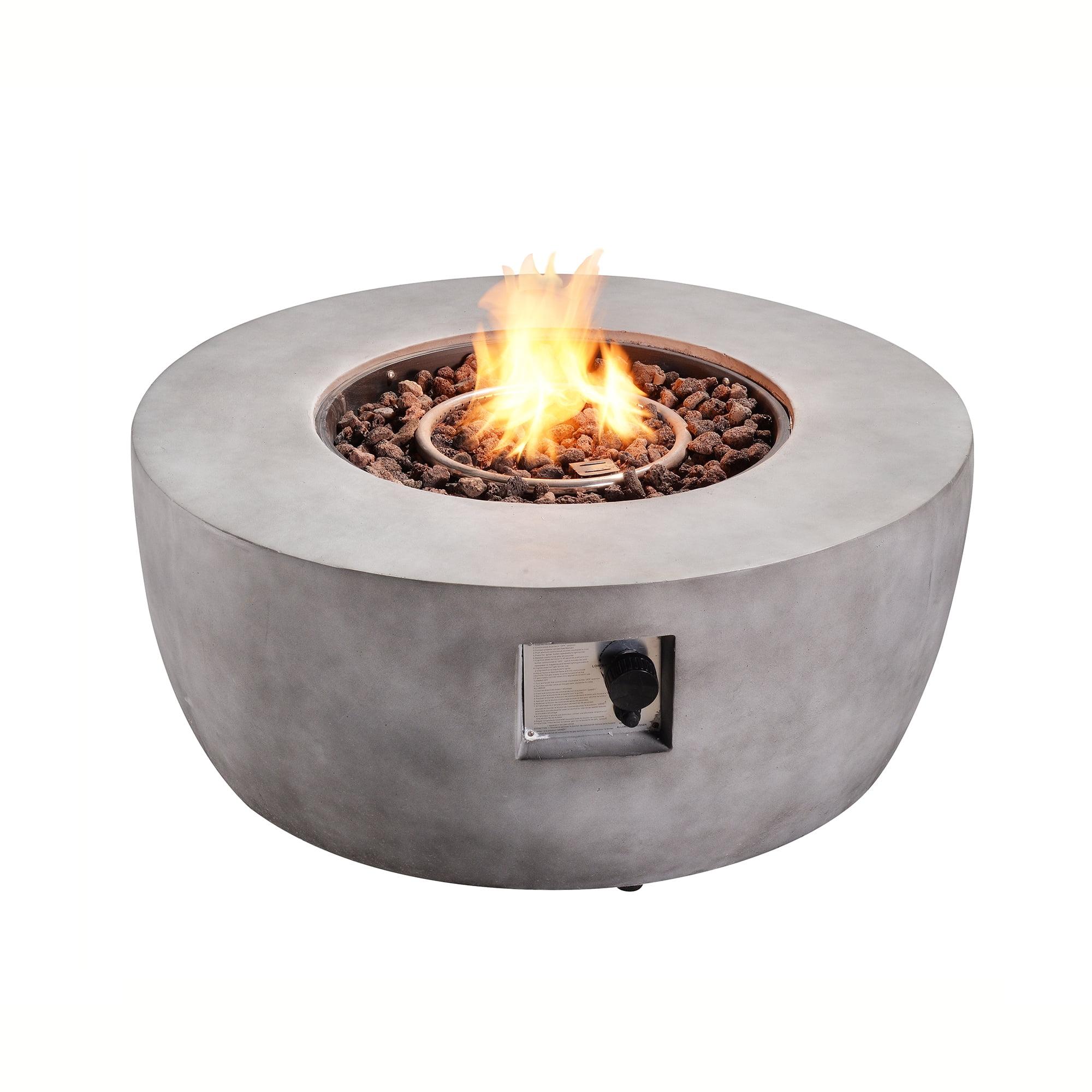 Gray 36" Round Concrete Propane Gas Fire Pit