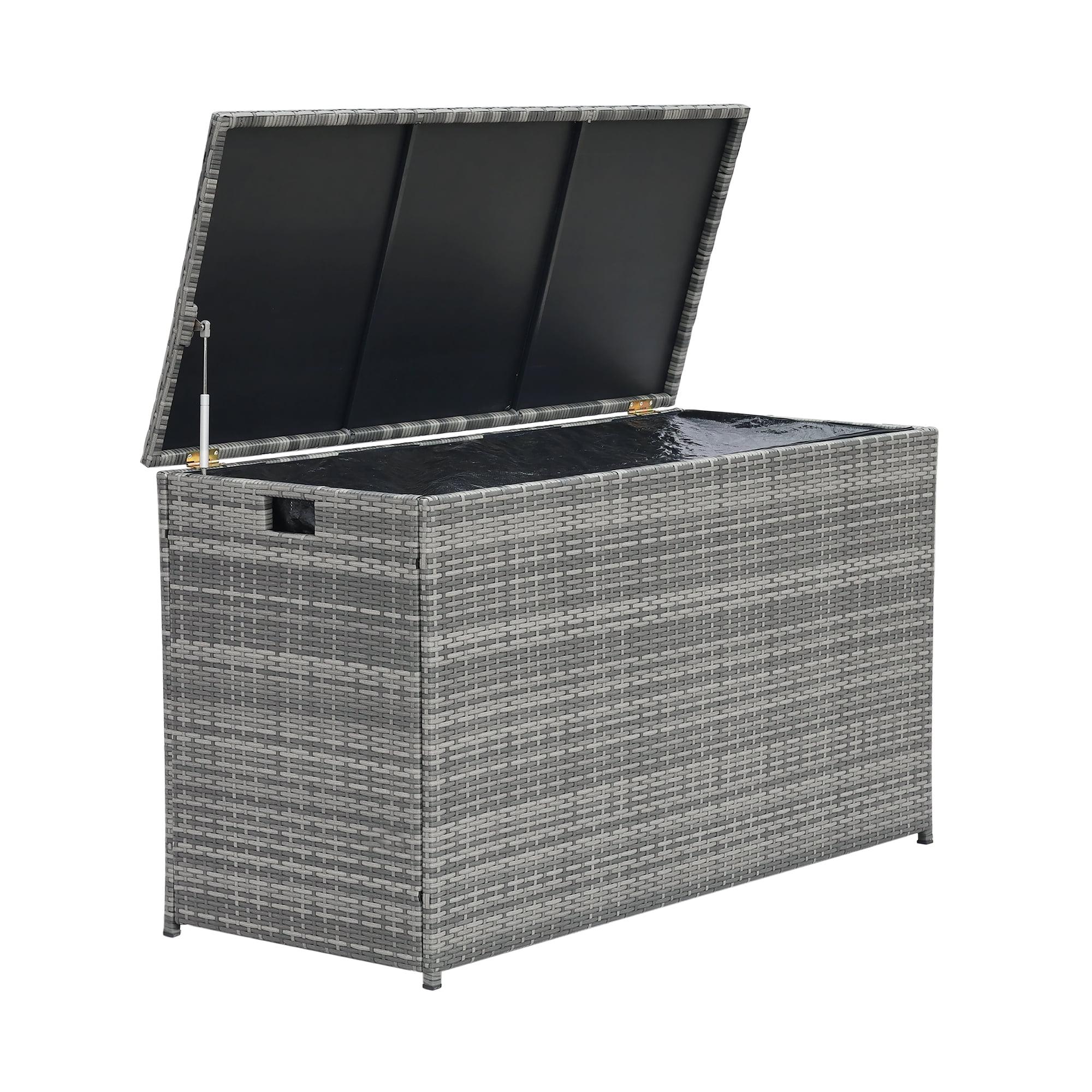 154-Gal PE Rattan & Wicker Outdoor Deck Storage Box