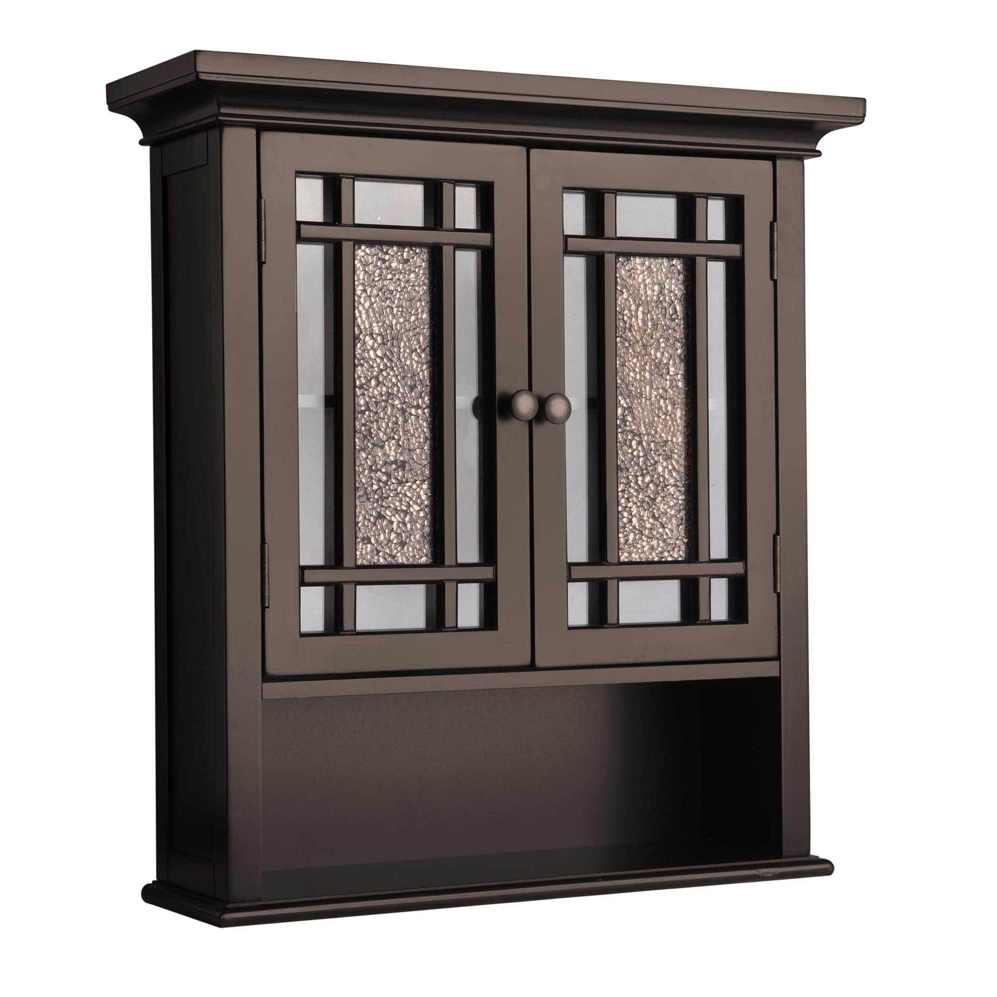 Dark Espresso Glass Mosaic Two-Door Wall Cabinet