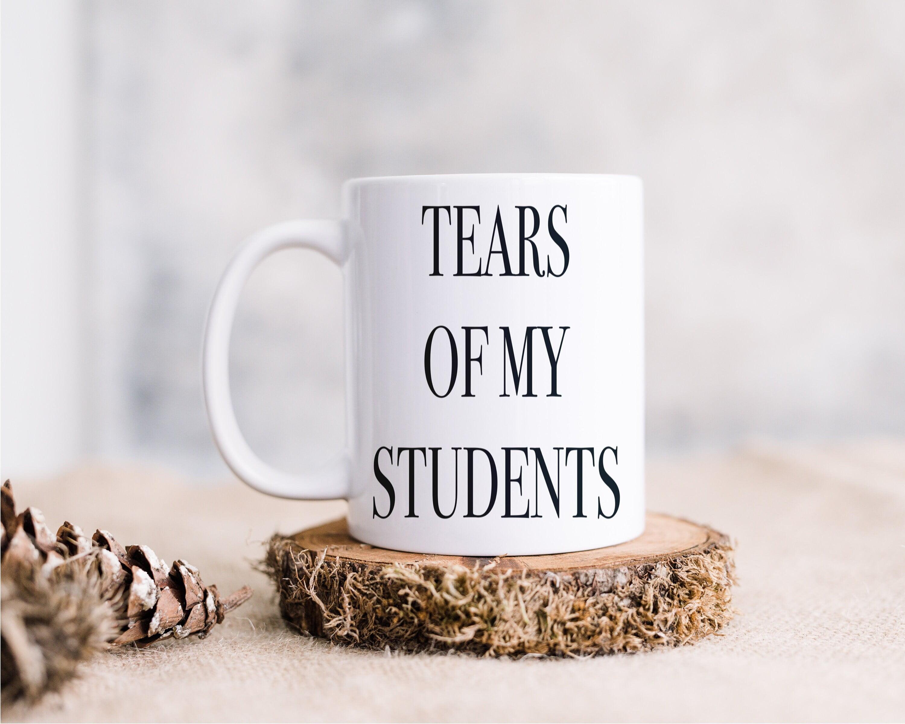 TraQunn Gifts for Teacher Tears of My Students Mug Funny College Professor Graduation Appreciation from Student Christmas White Elephant Gifts for Teacher 11 Oz Black Handle