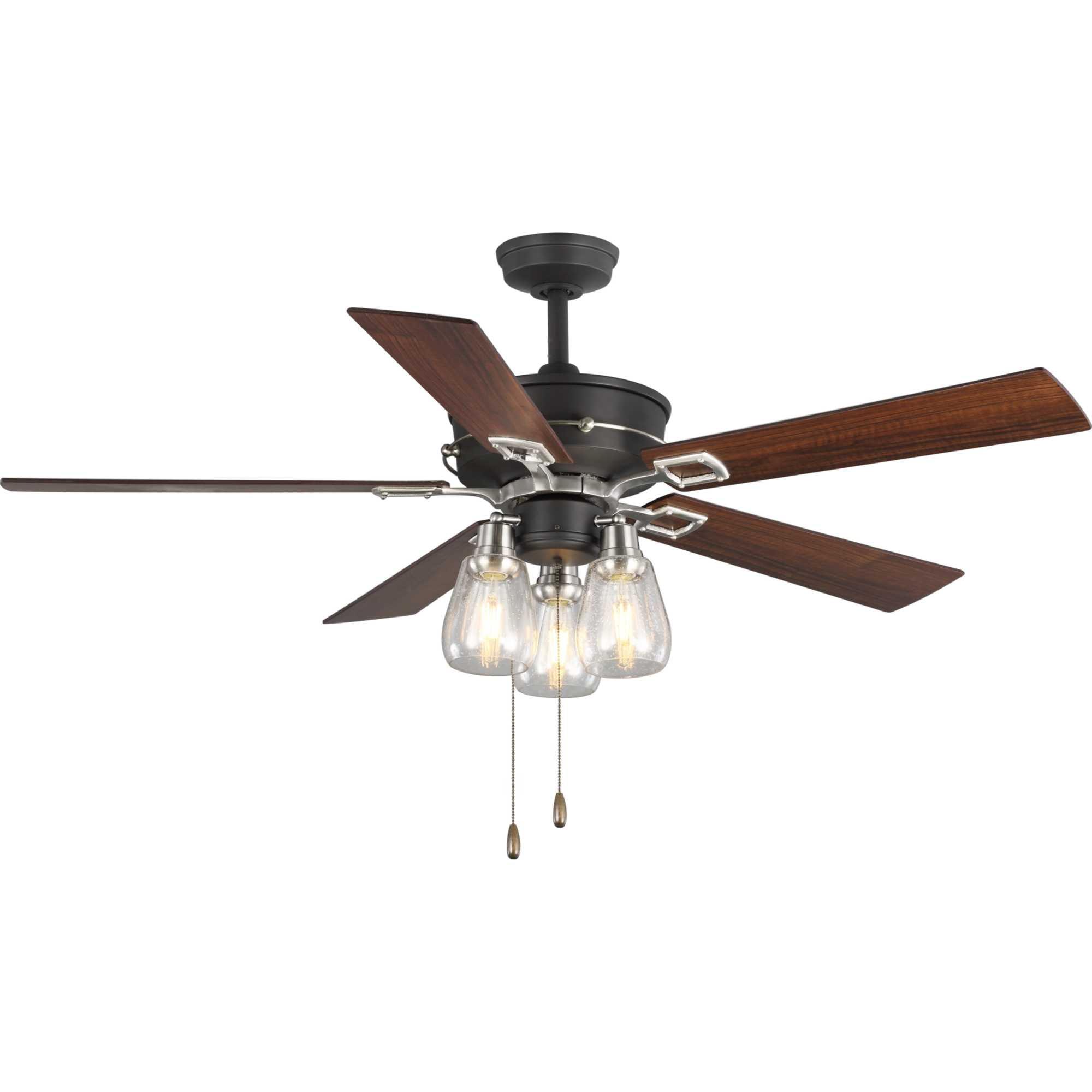 Teasley 56" Galvanized Finish Ceiling Fan with Glass Shades