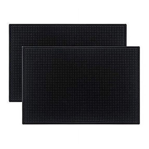 Tebery Black Mat 18" x 12" Rubber Bar Service Spill Mat ( 2 Pack )