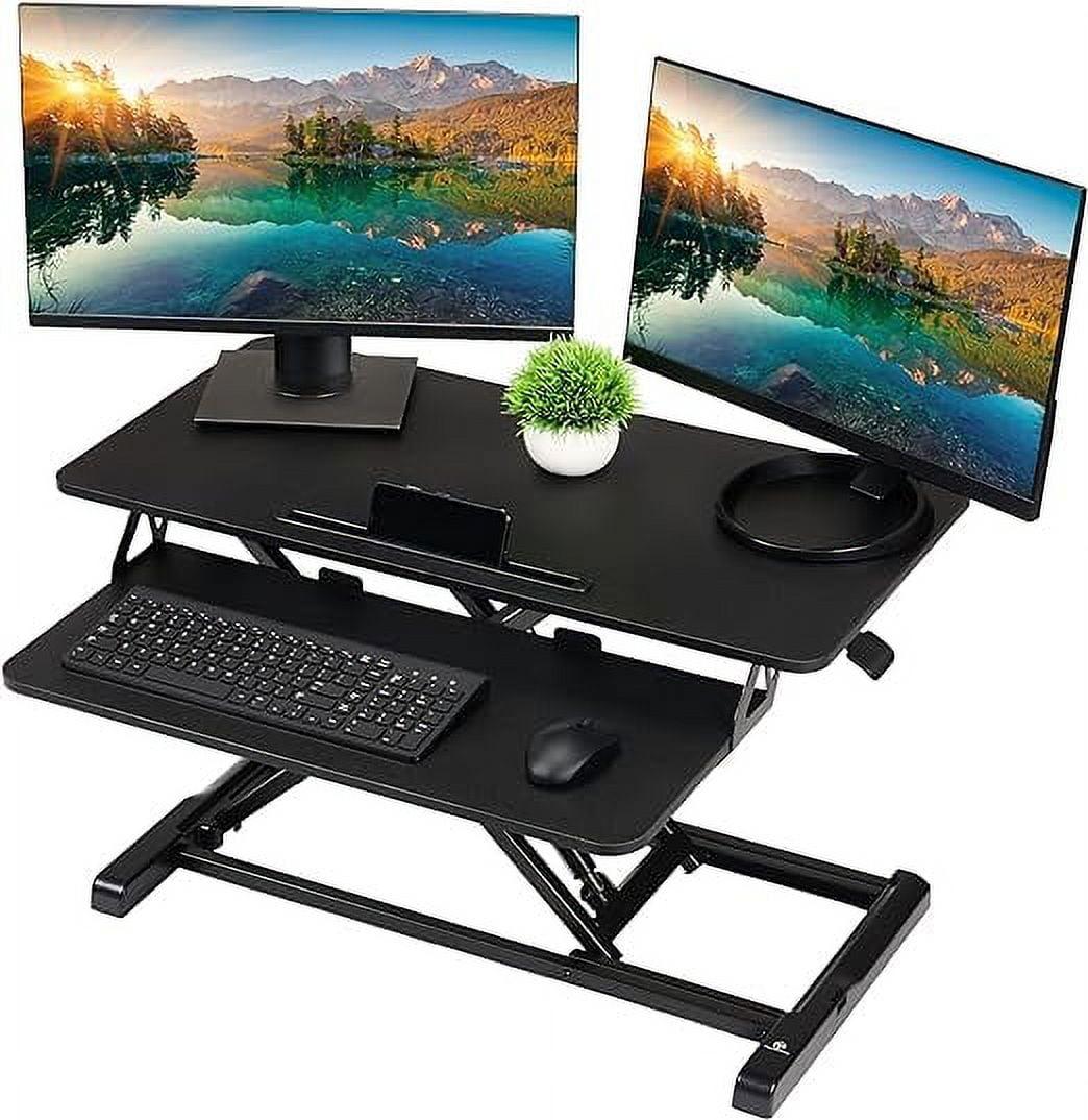 TechOrbits Black Adjustable 32" Aluminum Standing Desk Converter