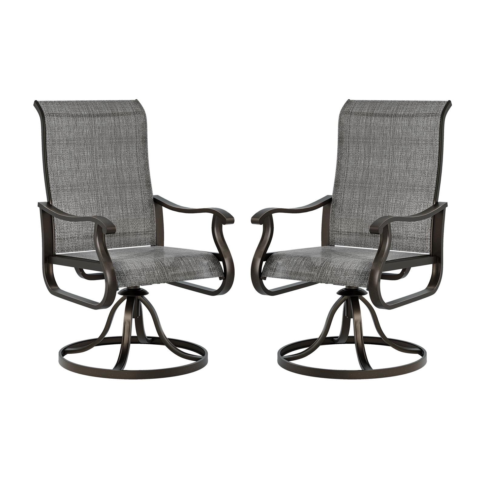 Set of 2 Dark Grey Steel Swivel Dining Armchairs