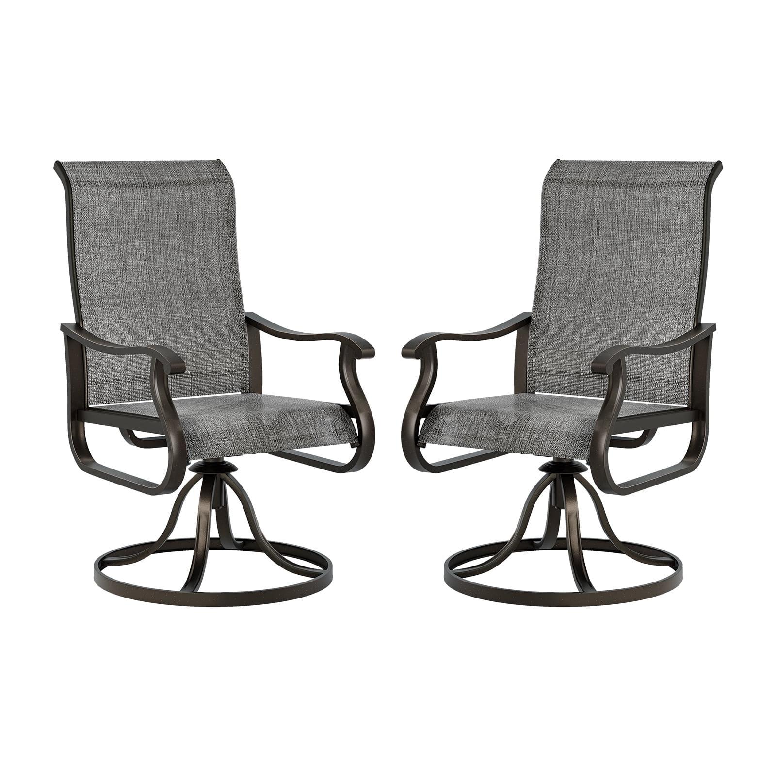 Techmilly Outdoor Dining Chairs , Patio Swivel Chairs Set of 2, Support 400lbs , Dark Grey