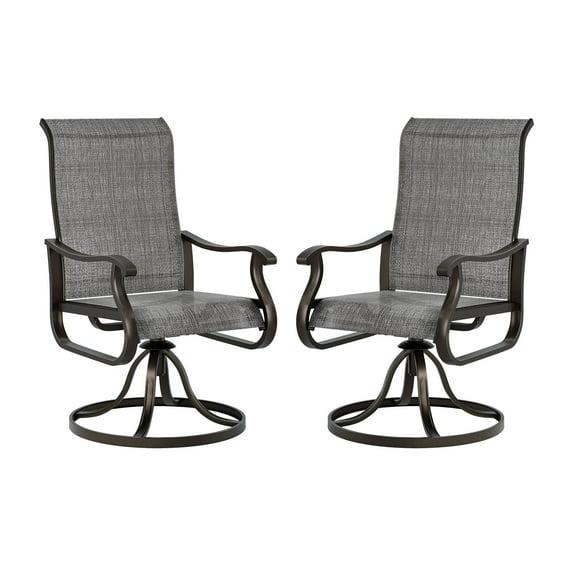 Techmilly Outdoor Dining Chairs , Patio Swivel Chairs Set of 2, Support 400lbs , Dark Grey