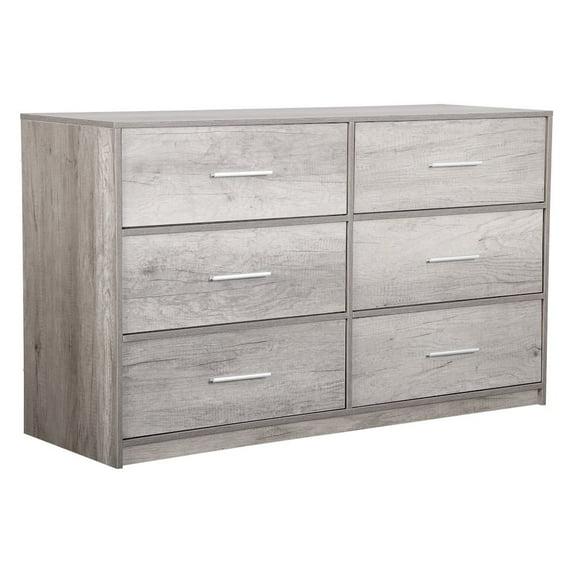 6-Drawer Dresser with Extra Large Fabric Bins, Wood Frame Storage Organizer for Bedroom, Living Room, or Hallway, Versatile Design Doubles as a TV Stand, Ideal for Home Organization, Grey