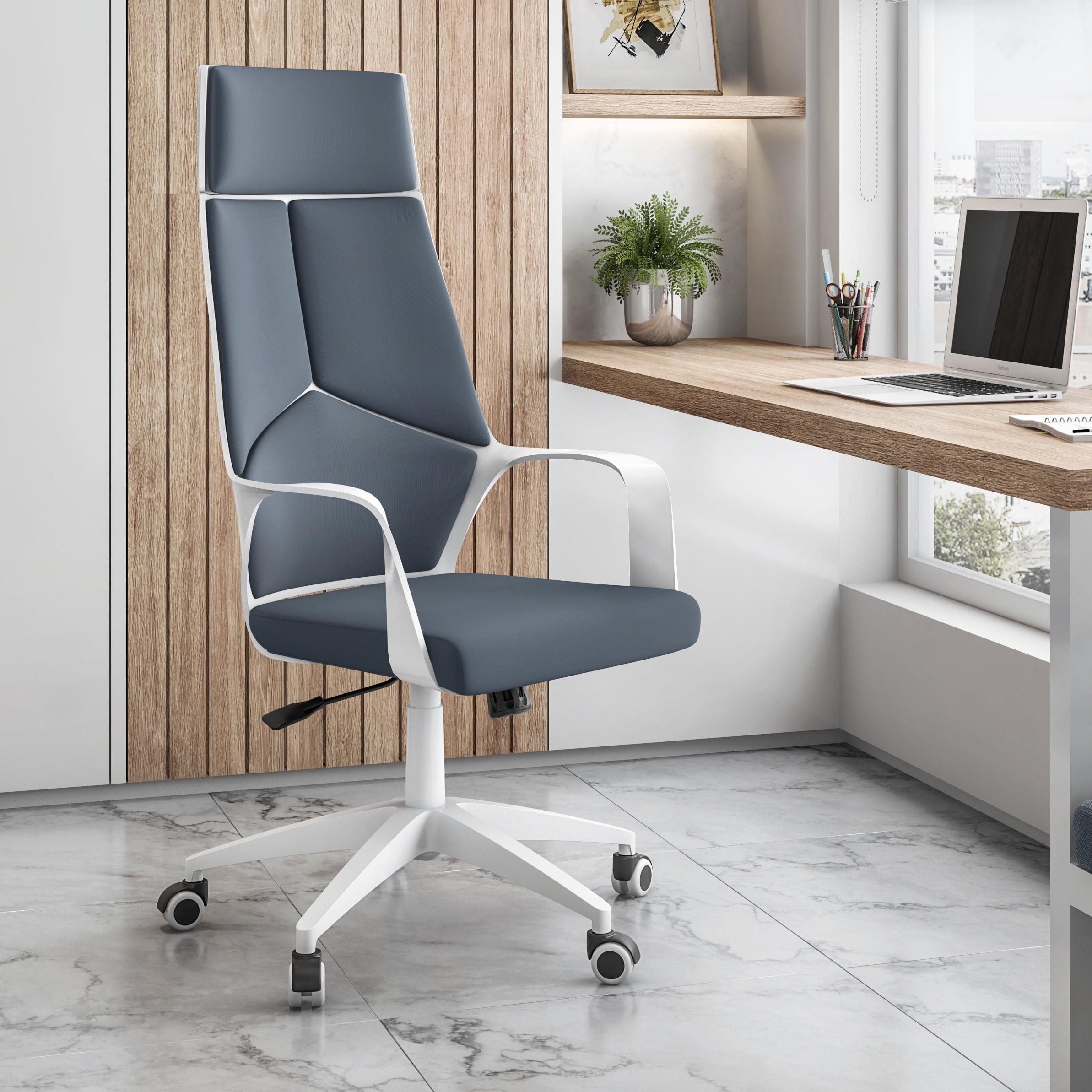 Modern Studio Office Chair Gray/White - Techni Mobili: Swivel, Adjustable, Ergonomic with Nylon Base