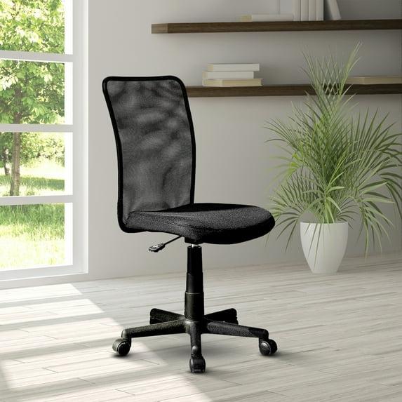 Mesh Task Office Chair Black - Techni Mobili: Pneumatic Height Adjustment, 5-Star Base, Armless