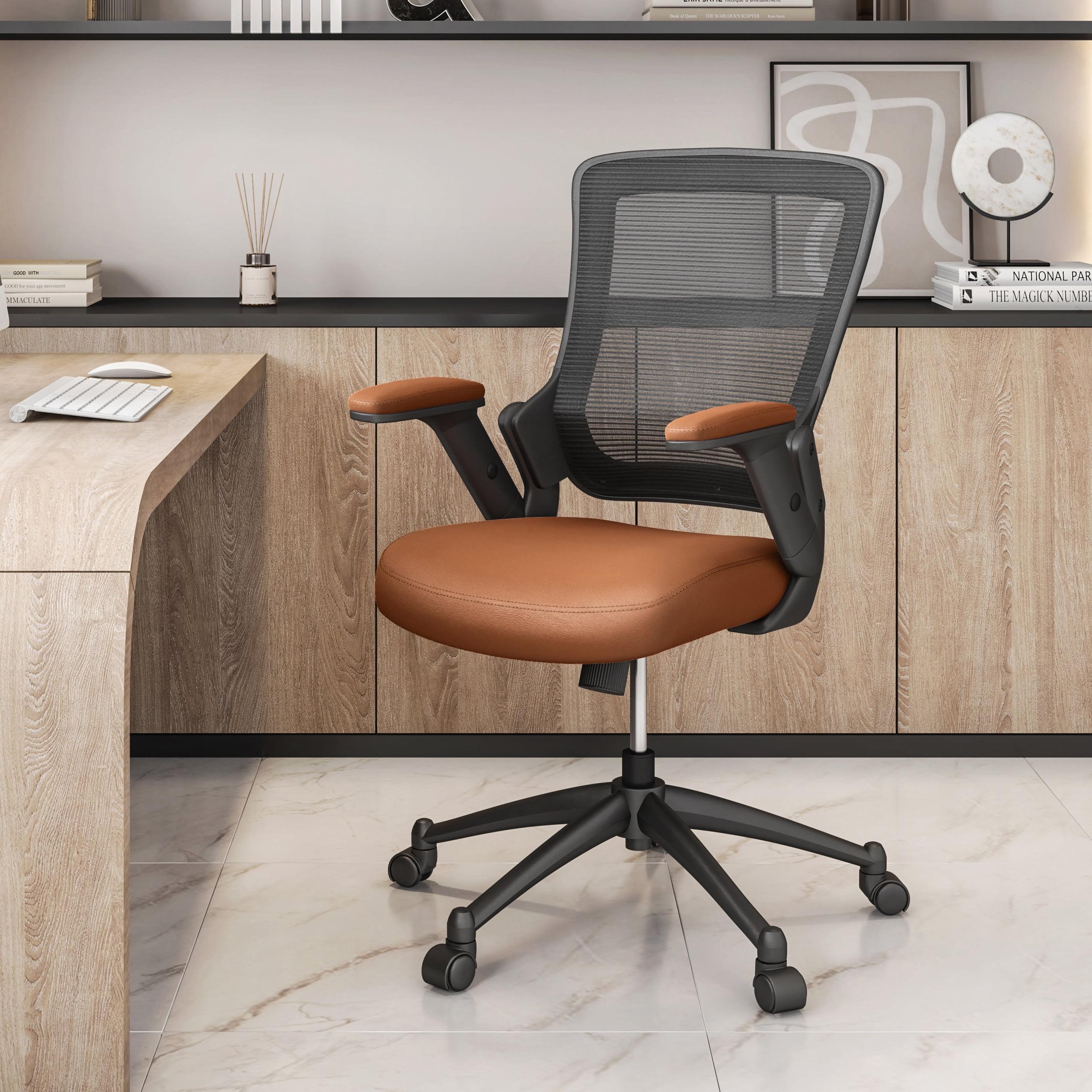 Brown Mesh and Leather Adjustable Task Chair