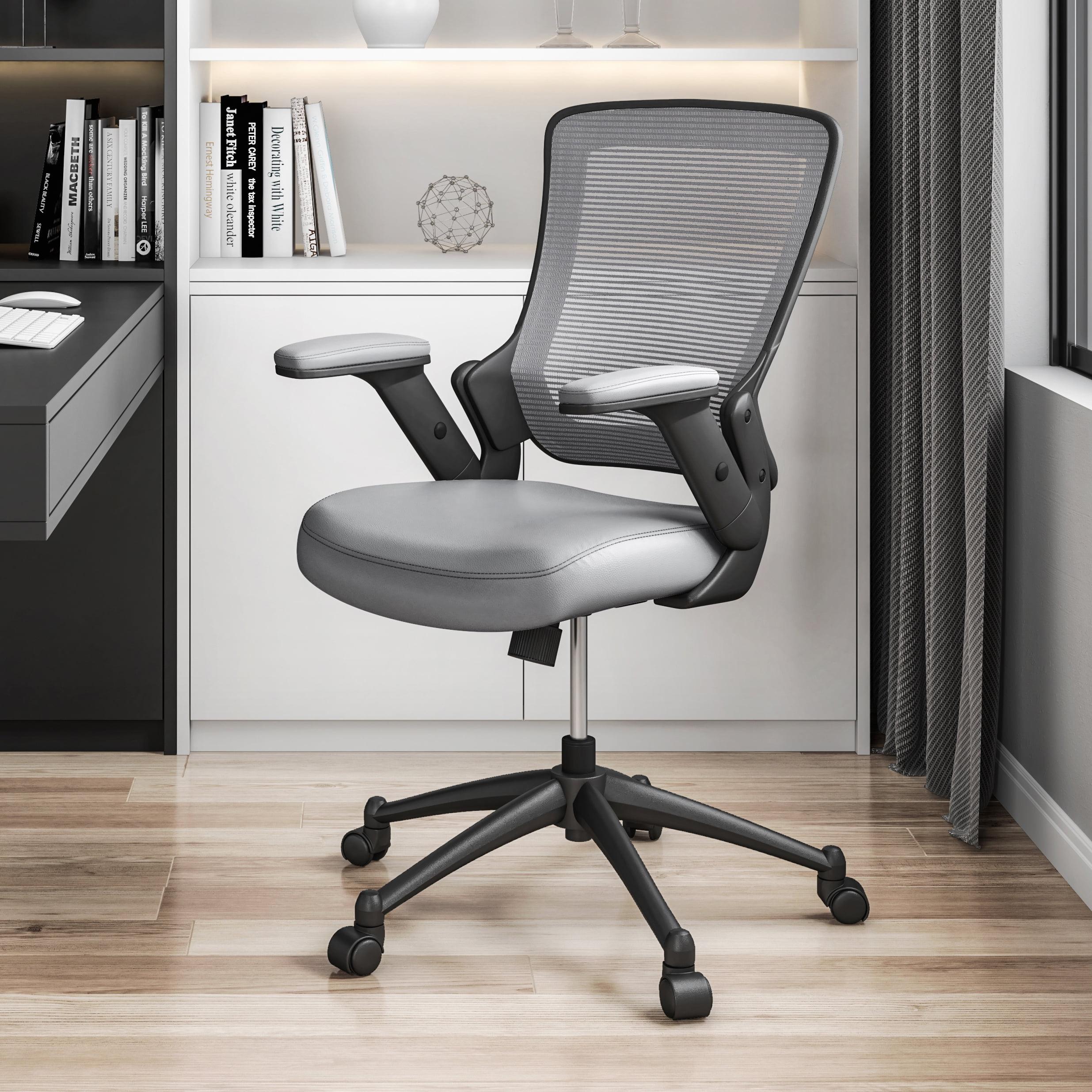 Techni Mobili Mid-Back Mesh Task Office Chair with Height Adjustable Arms, Grey