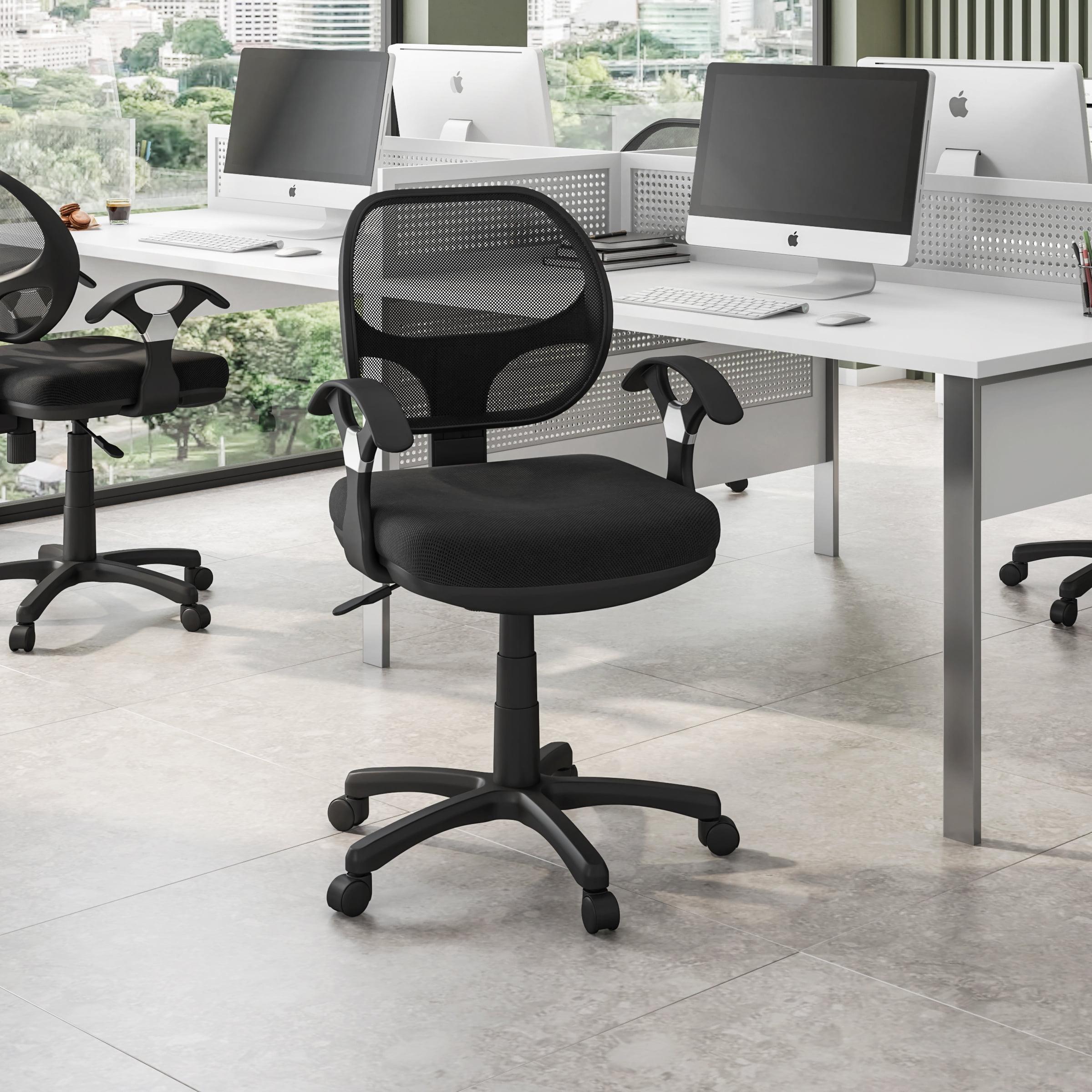 Sleek Black Mesh & Fabric Adjustable Task Chair with Swivel Base