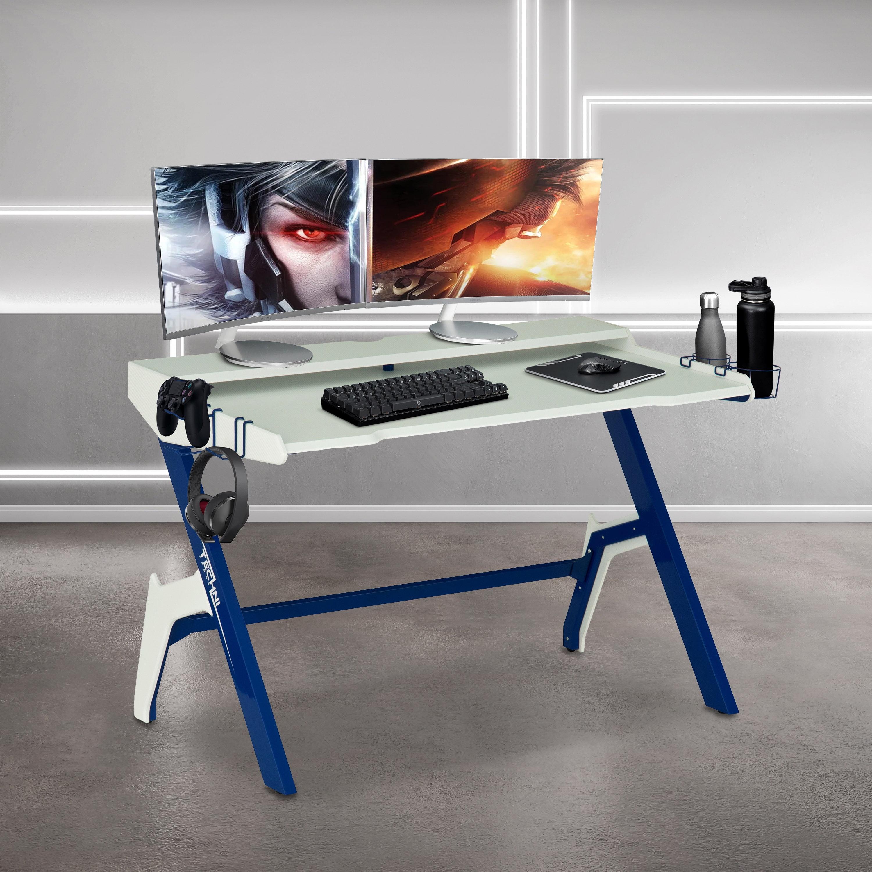 Ergonomic Computer Gaming Desk Blue - Techni Sport