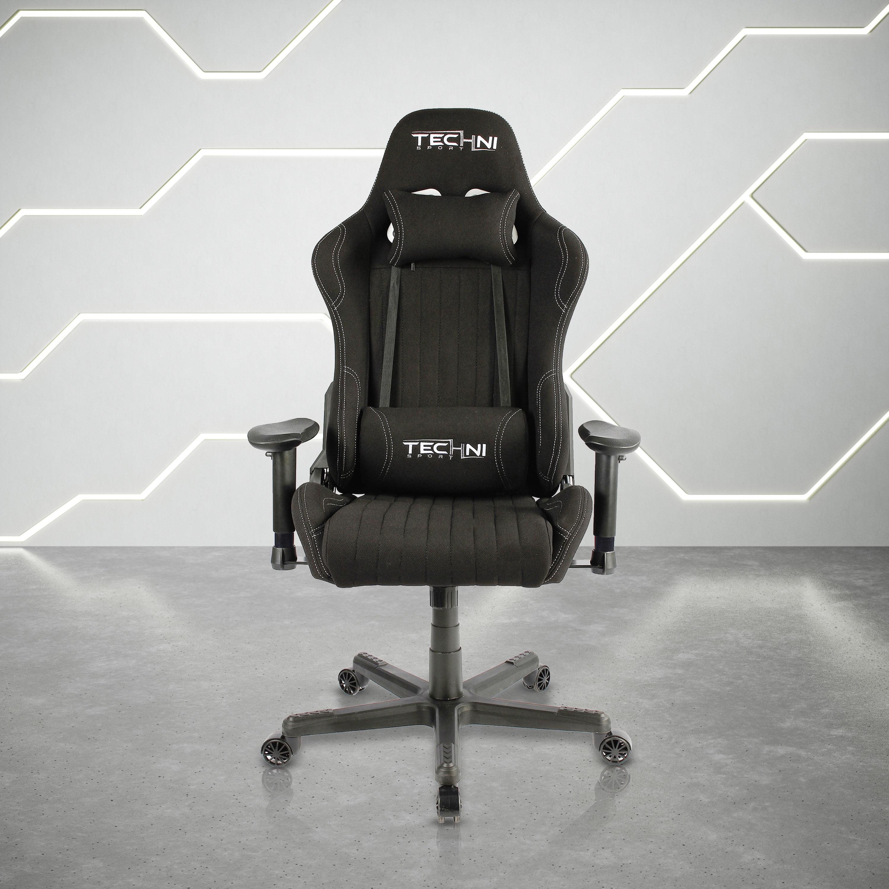 Racer High-Back Black Fabric Ergonomic Gaming Chair with Memory Foam