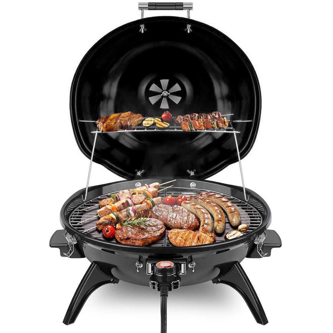 Techwood 1600W Electric Indoor Grill with Removable Stand and Double Layer Design
