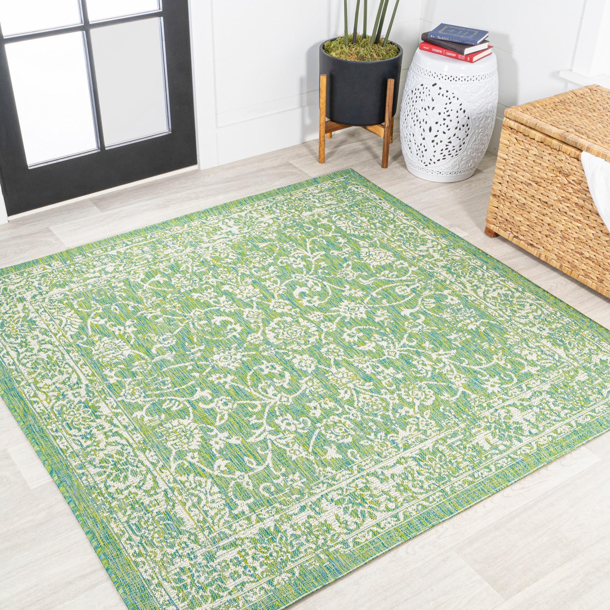 Tela Bohemian Inspired Textured Weave Floral Indoor/Outdoor Area Rug - JONATHAN Y