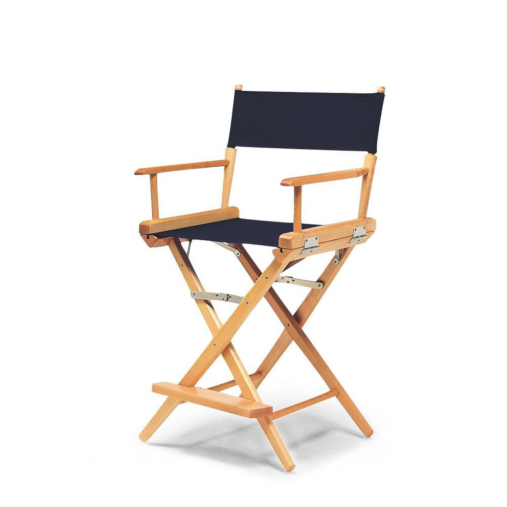 Varnish Finish Navy Fabric Folding Director Chair