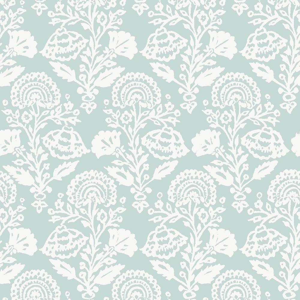 Tempaper & Co.® Floral Damask Removable Peel and Stick Wallpaper, Mint, 28 sq. ft.: Self-Adhesive Vinyl, Botanical Pattern