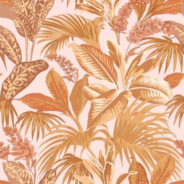 Tempaper & Co.® Havana Palm Removable Peel and Stick Wallpaper, Terracotta Sun, 28 sq. ft.: Vinyl Botanical Leaf Design