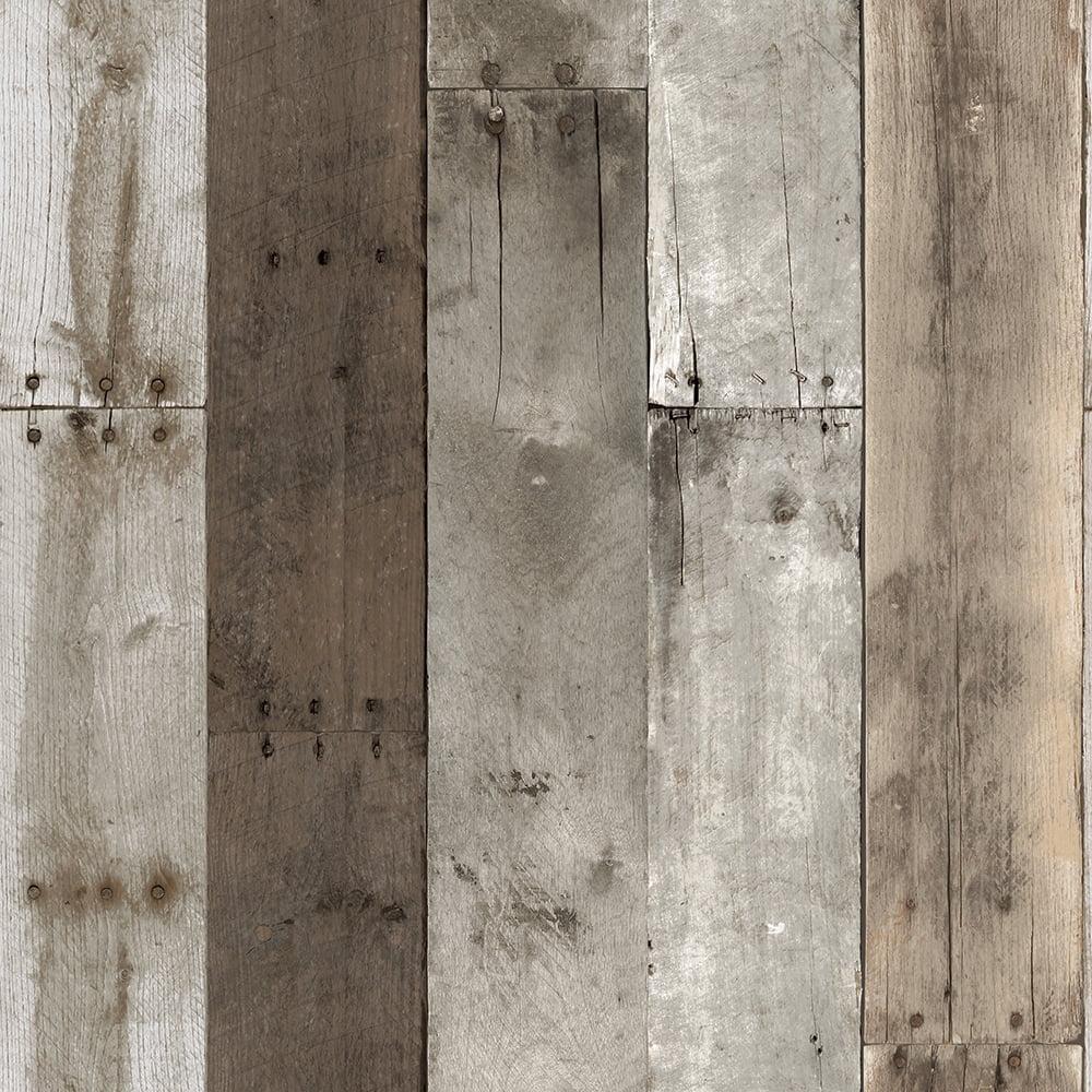Tempaper Repurposed Wood Weathered Peel and Stick Wallpaper, 20.5" x 16.5'