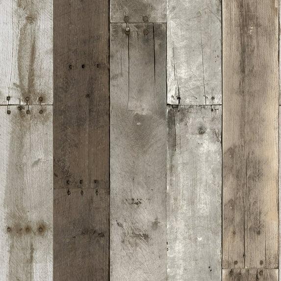 Tempaper Repurposed Wood Weathered Peel and Stick Wallpaper, 20.5" x 16.5'