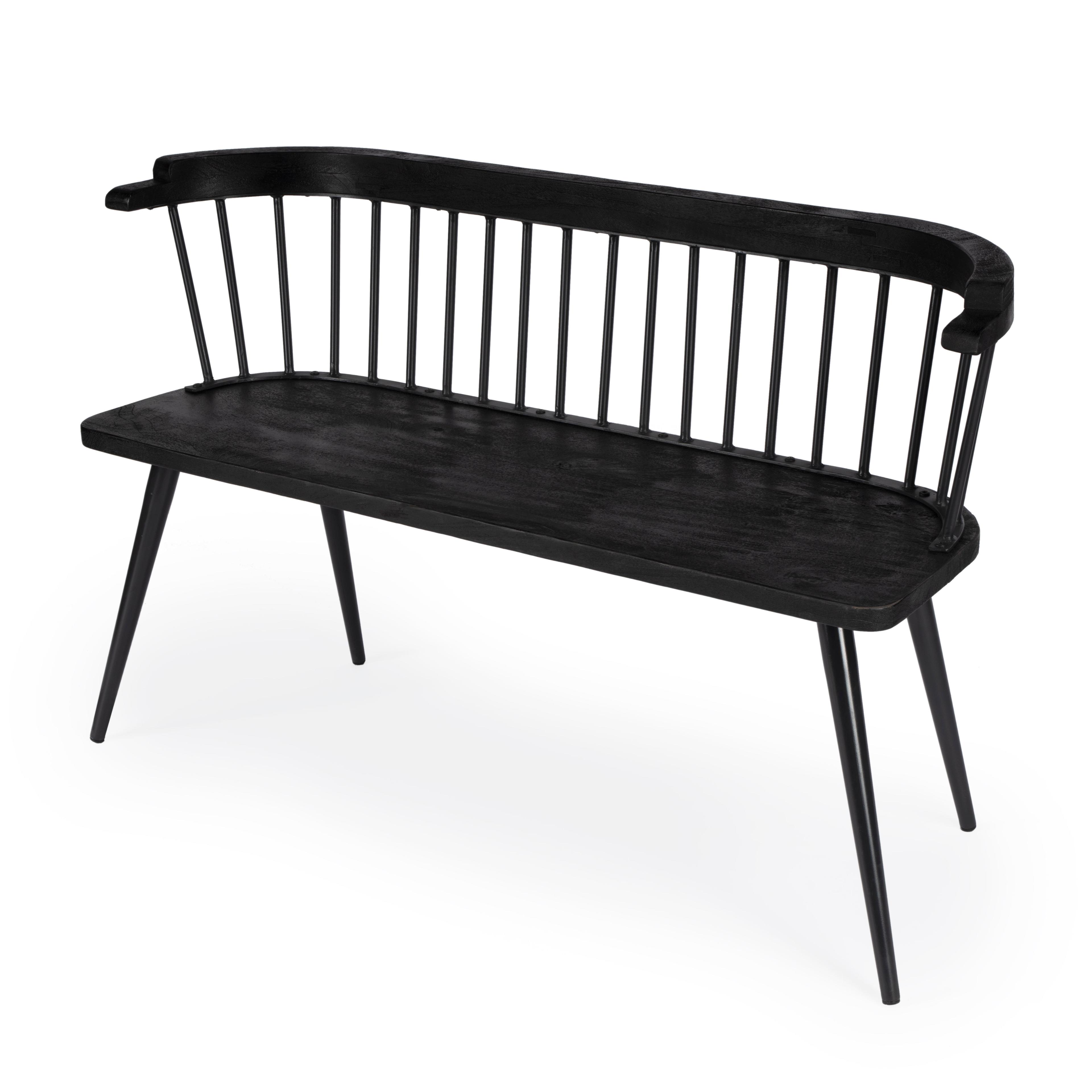 Butler Tempe Wood And Iron Spindle Back Bench - Black