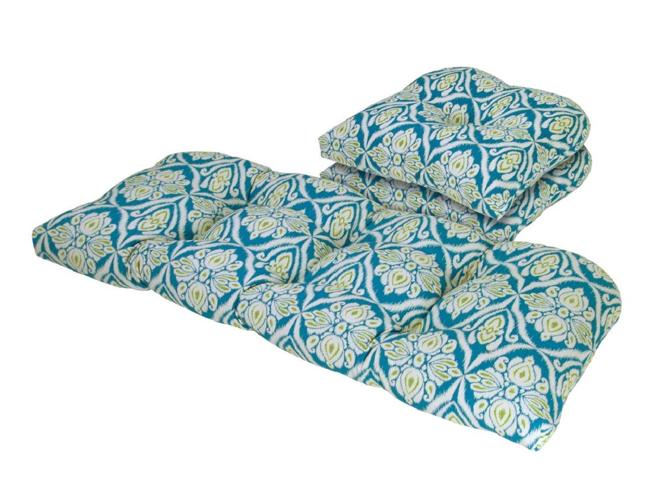 Tempo Outdoor Jaipur Peacock Blue 3 Piece Cushion Seating Set