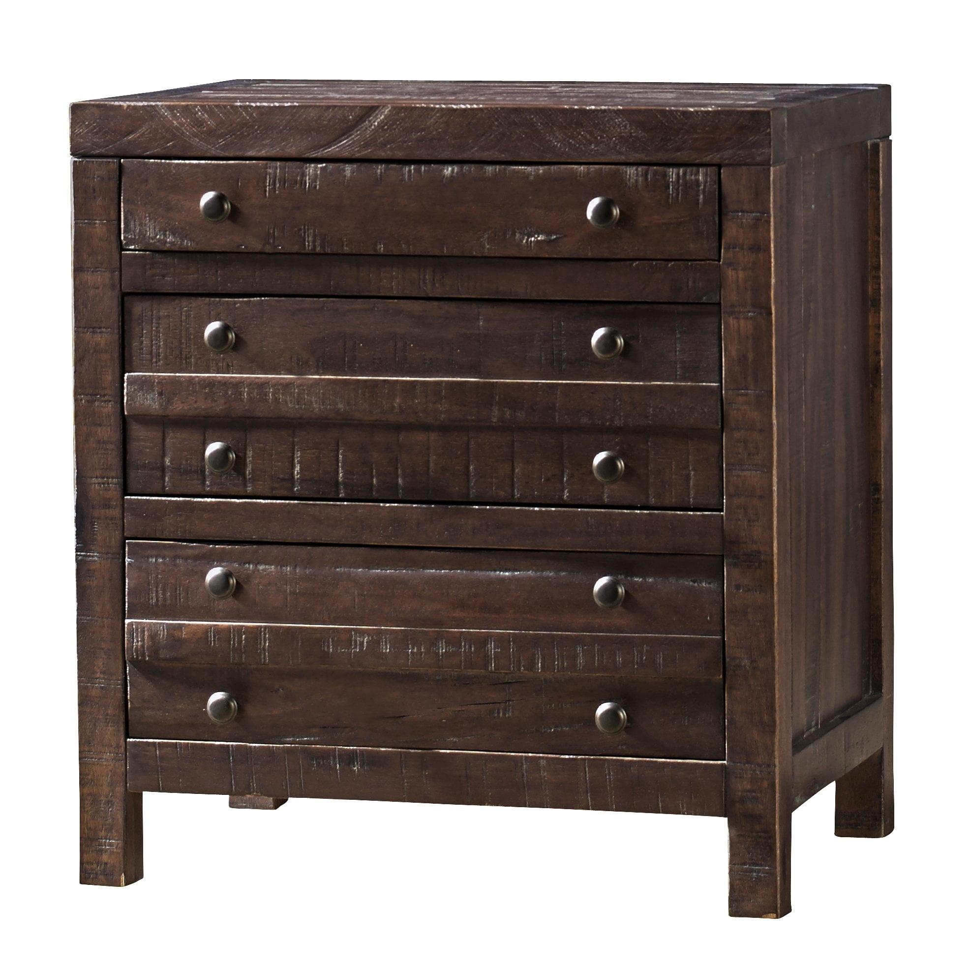 Wooden Nightstand with Three Drawers, Brown - Saltoro Sherpi