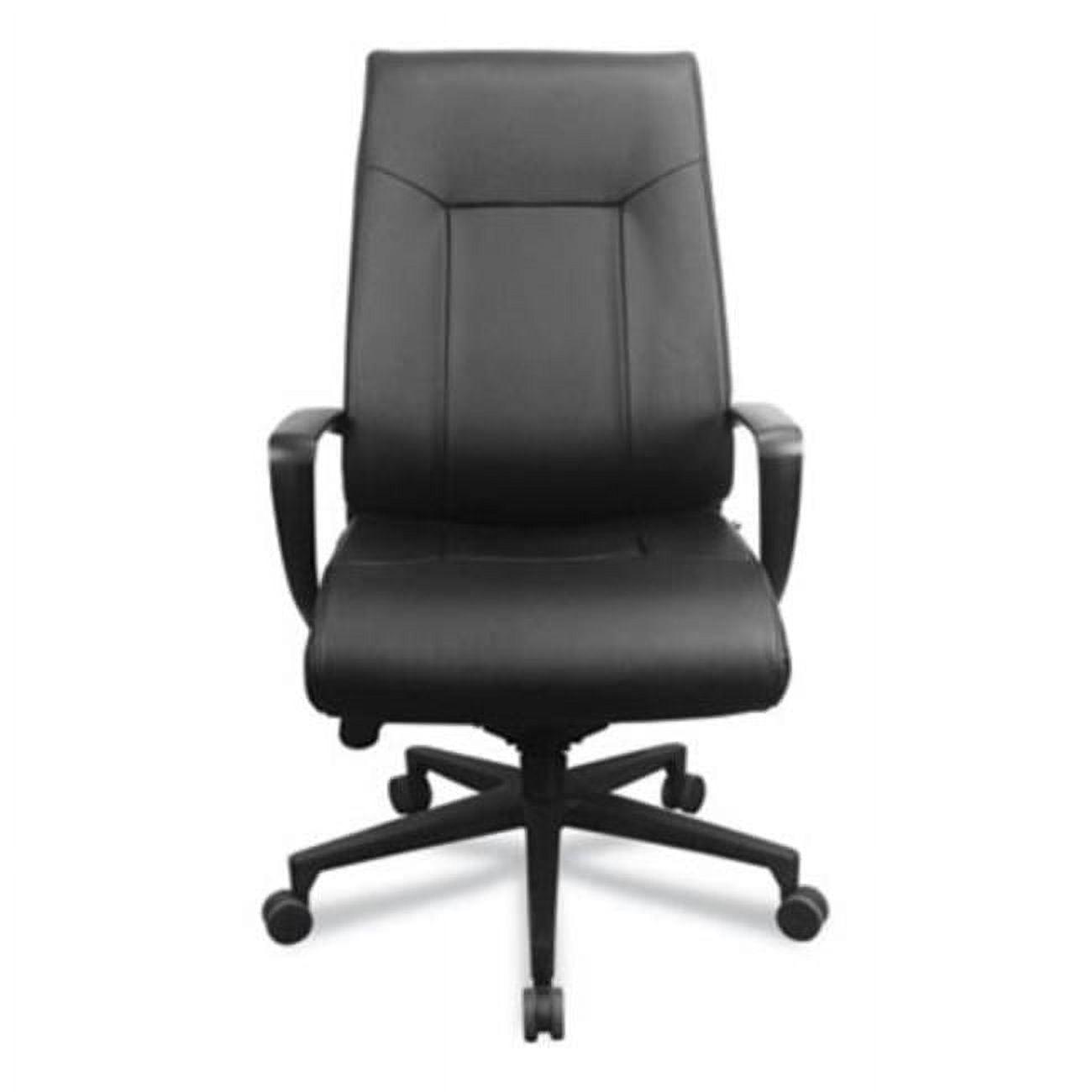 High-Back Executive Swivel Office Chair with Adjustable Arms, Mesh and Leather, Black