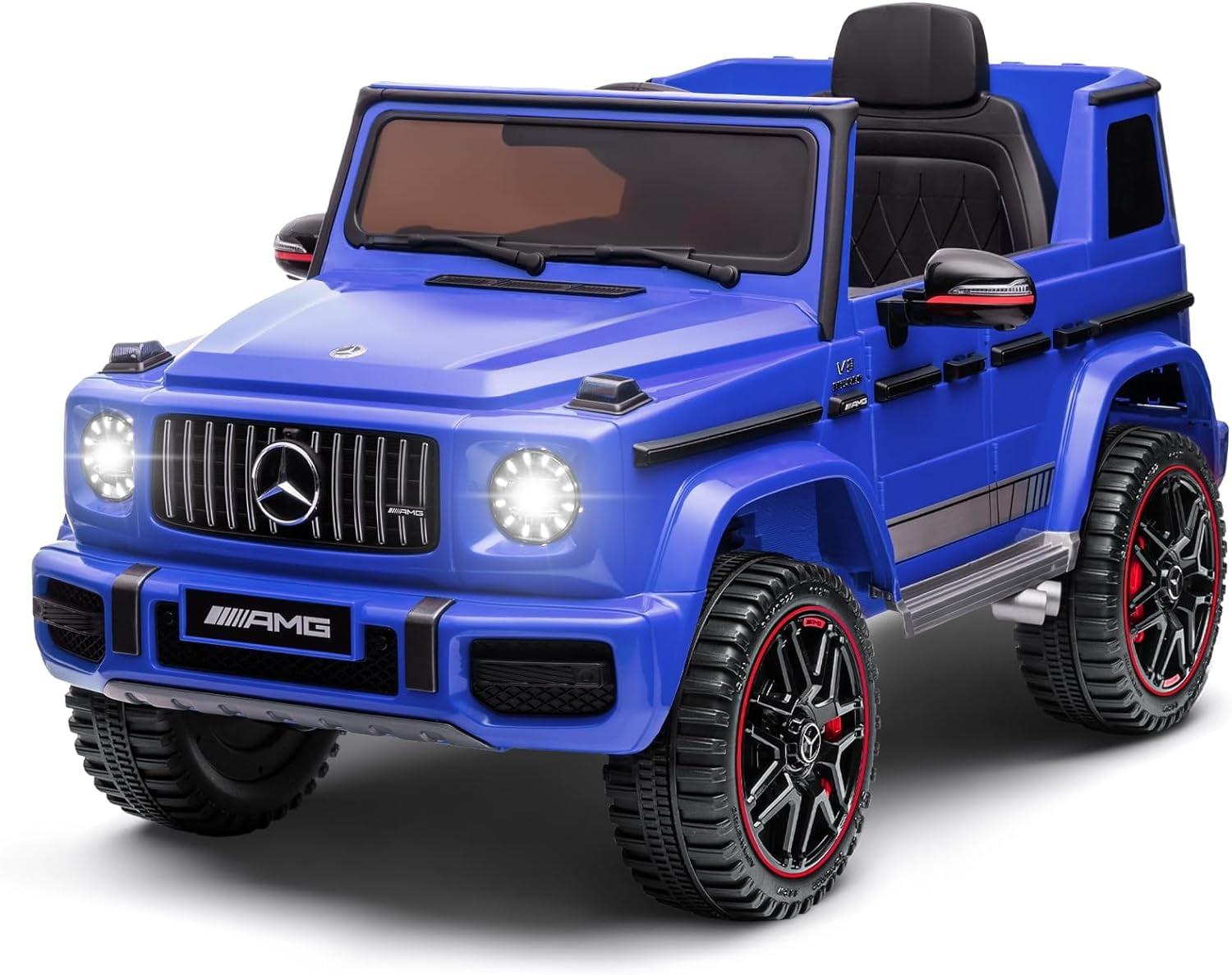 TOKTOO 12V Powered Ride on Car, Mercedes-Benz G63 Licensed 1 Seater Kid Car w/ Remote Control, Gift for Boys Girls Aged 2-4 Years-Blue