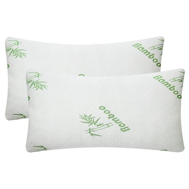 Sleepavo Memory Foam Pillows Queen Size Set of 2 - Cooling Bed Pillows for Sleeping - Back, Stomach, Side Sleeper Firm, Comfy Cool Shredded - 2 Pack