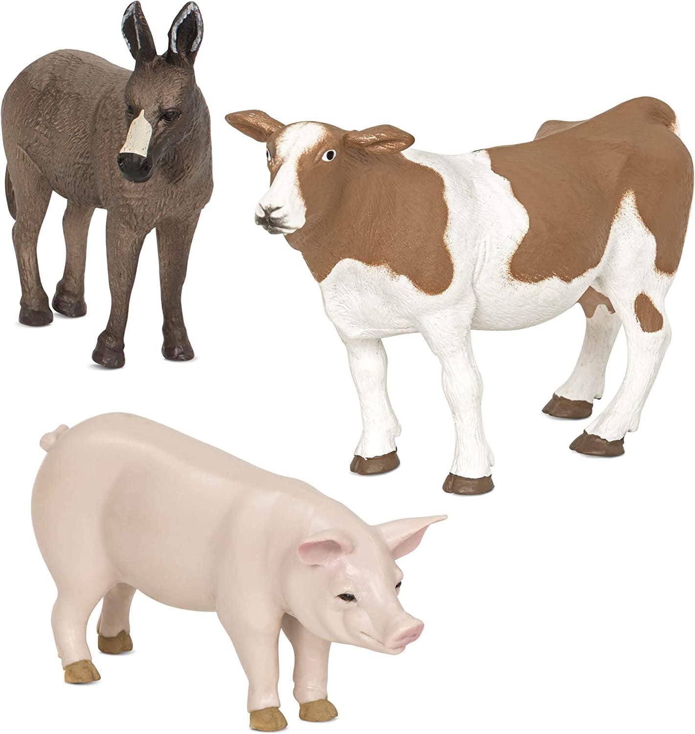 Terra by Battat - Farm Animals (Donkey, Cow, Pig) - Farm Animal Toys with Donkey Toy for Kids 3+ Pc, Multi
