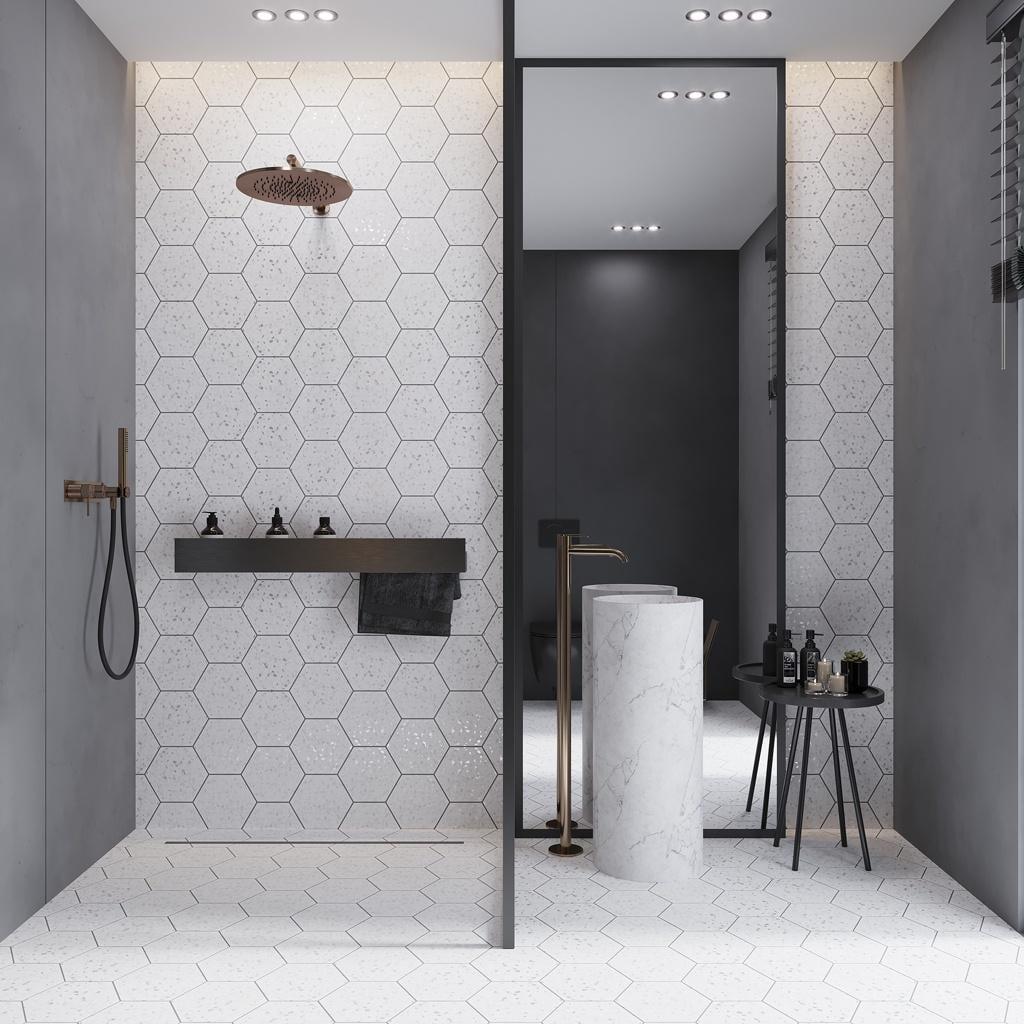 Terra Mia Matte White Hexagon Porcelain Wall and Floor Tile