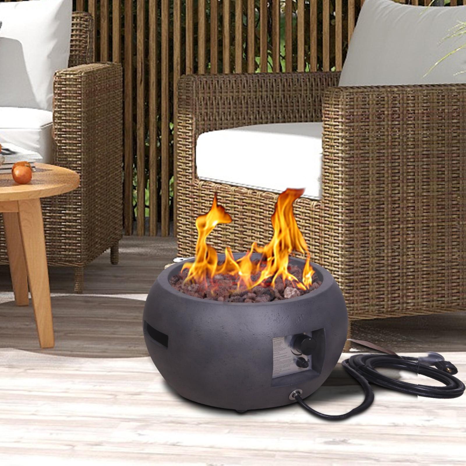 12 H Outdoor Dark Grey Mini 22" Round 40,000 BTU Propane Gas Fire Pit