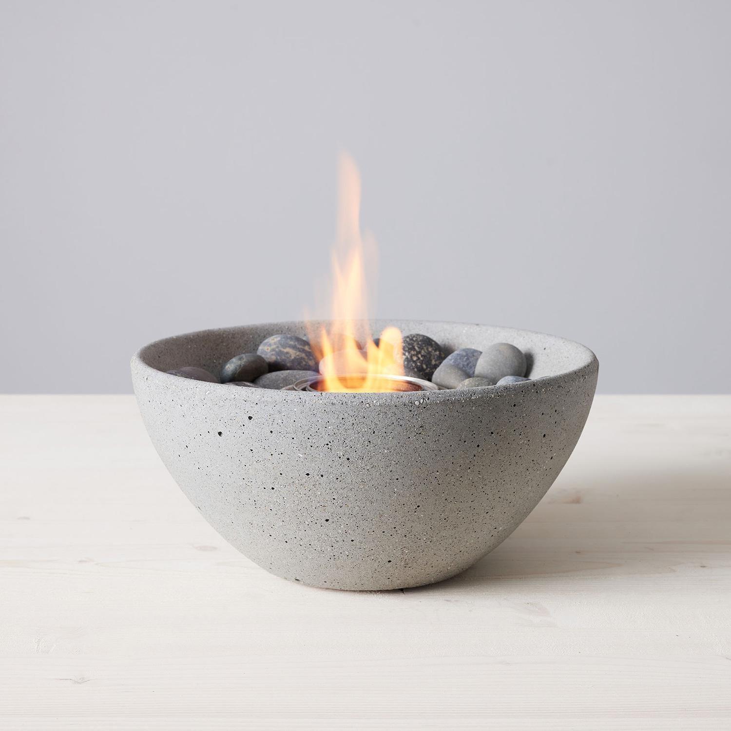 Gray Concrete Tabletop Fire Bowl with Gel Fuel