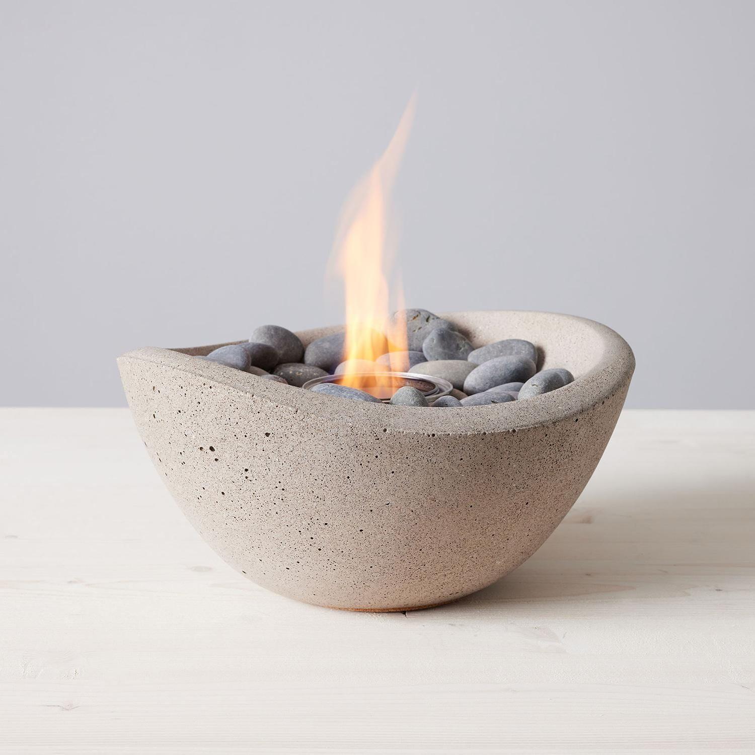 TerraFlame TerraFlame Wave Concrete Table Top Gel Fuel Fire Bowl - Indoor and Outdoor Use