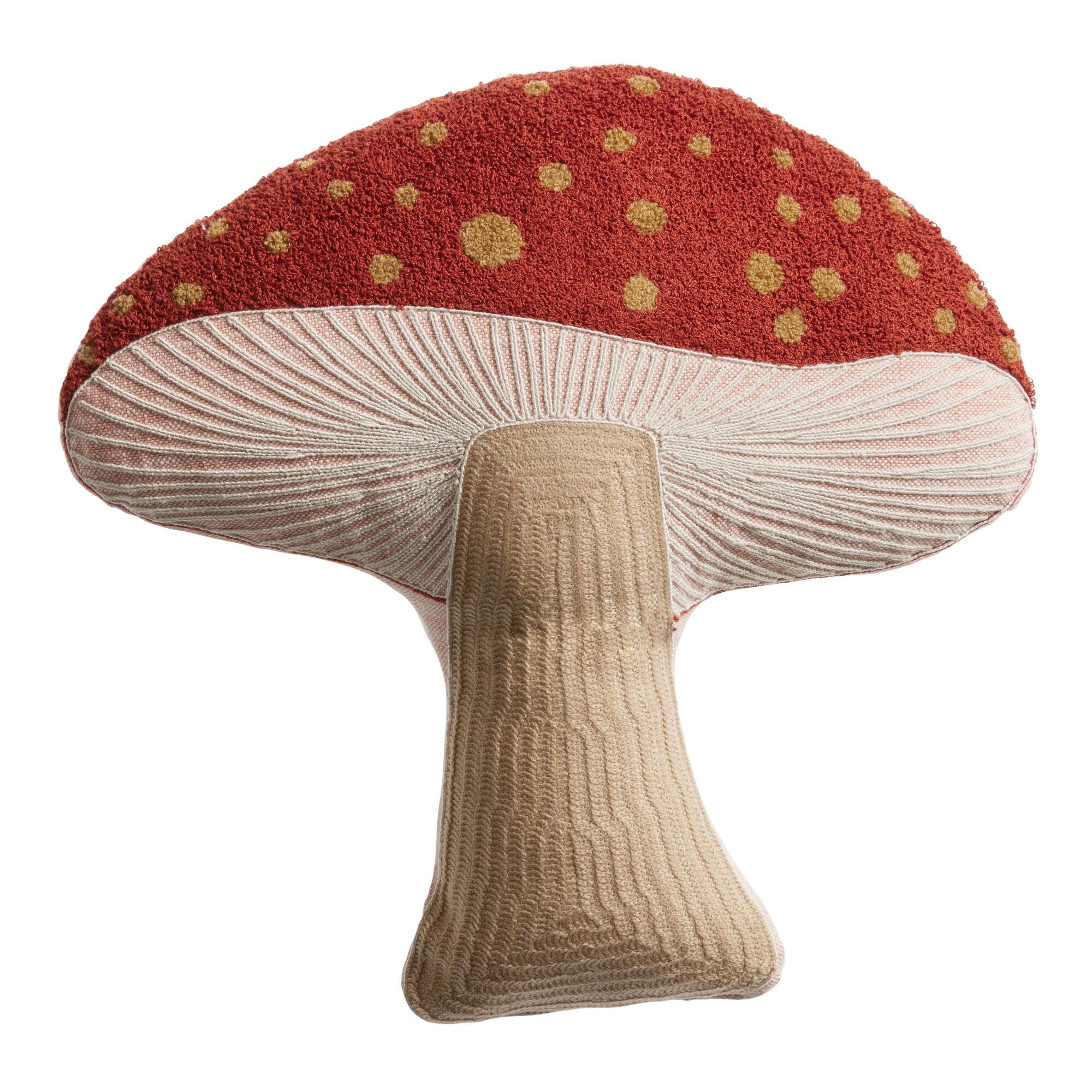 Terracotta and Taupe Mushroom Shaped Tufted Throw Pillow