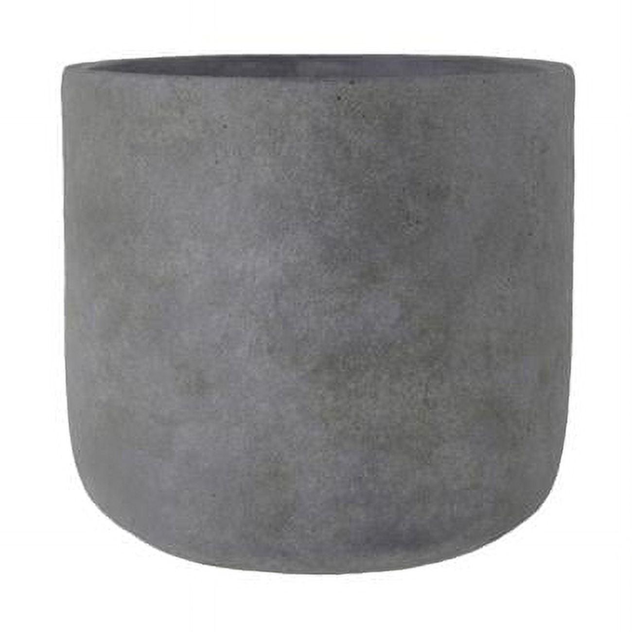 Large Round Terracotta Pot in Dark Gray with Rough Finish