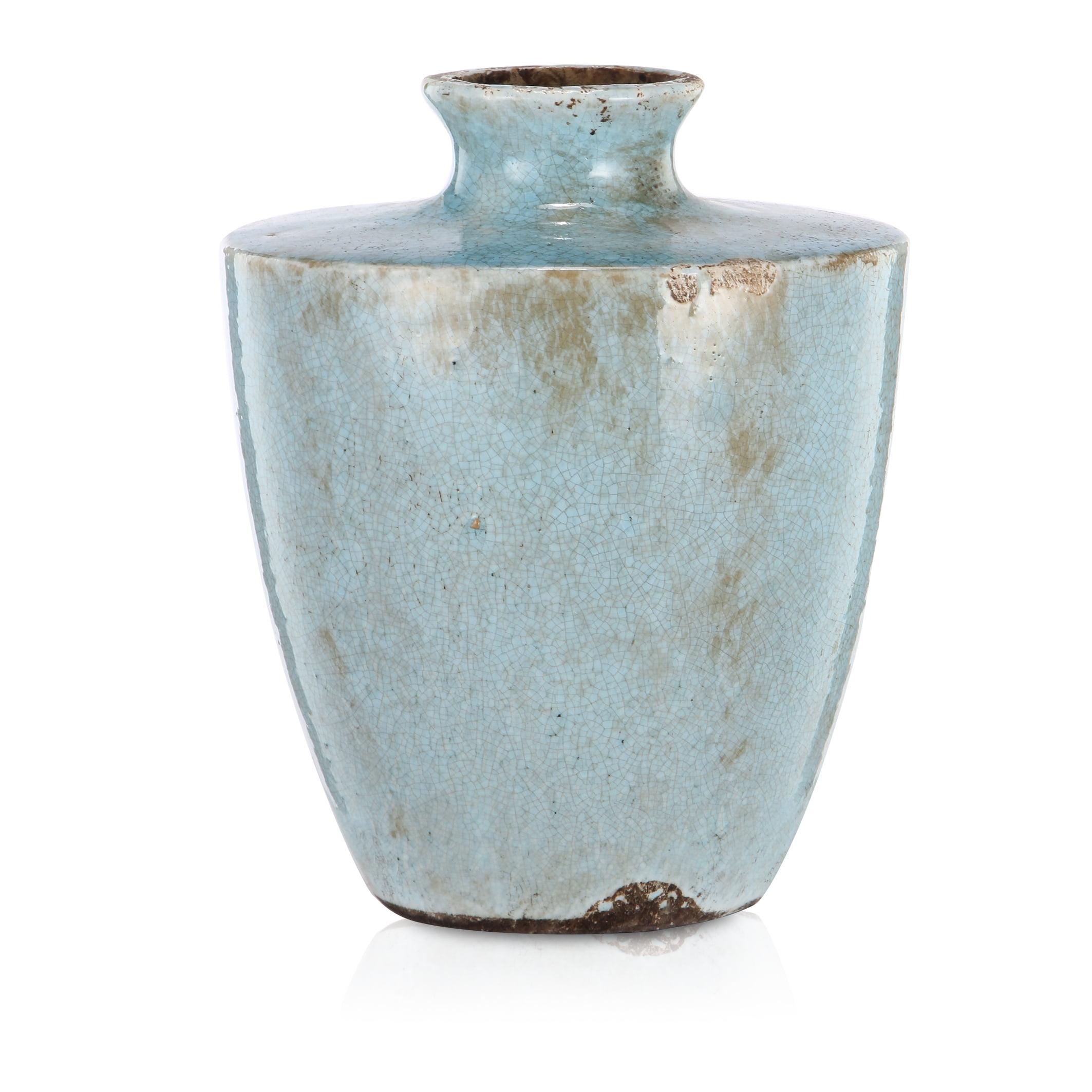 Rustic Blue Ceramic Table Vase