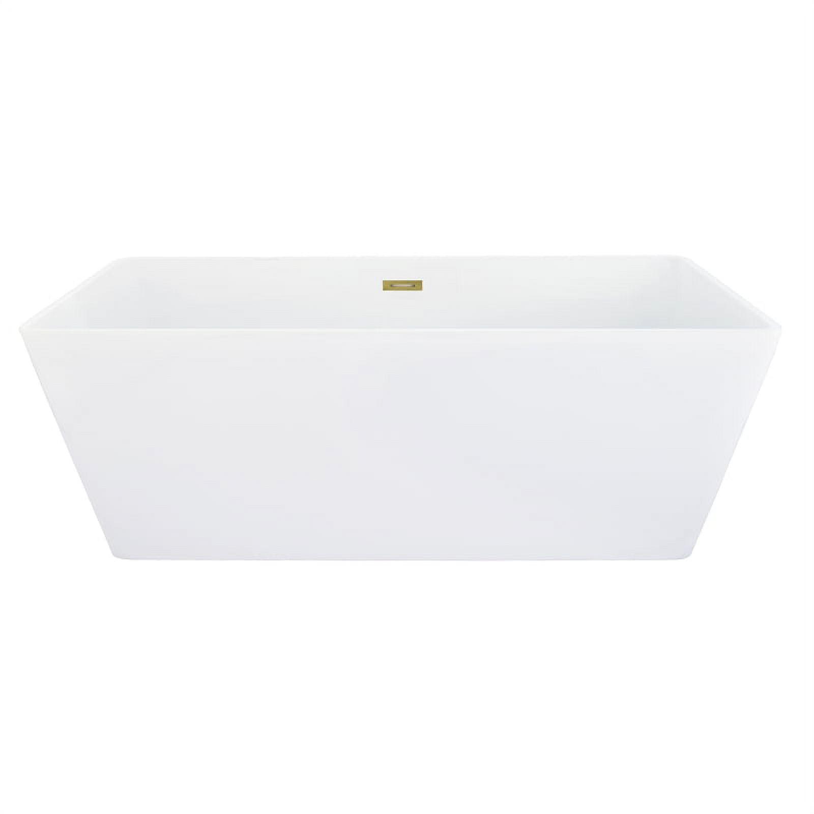 Terrak 59" White Acrylic Rectangular Freestanding Soaking Bathtub