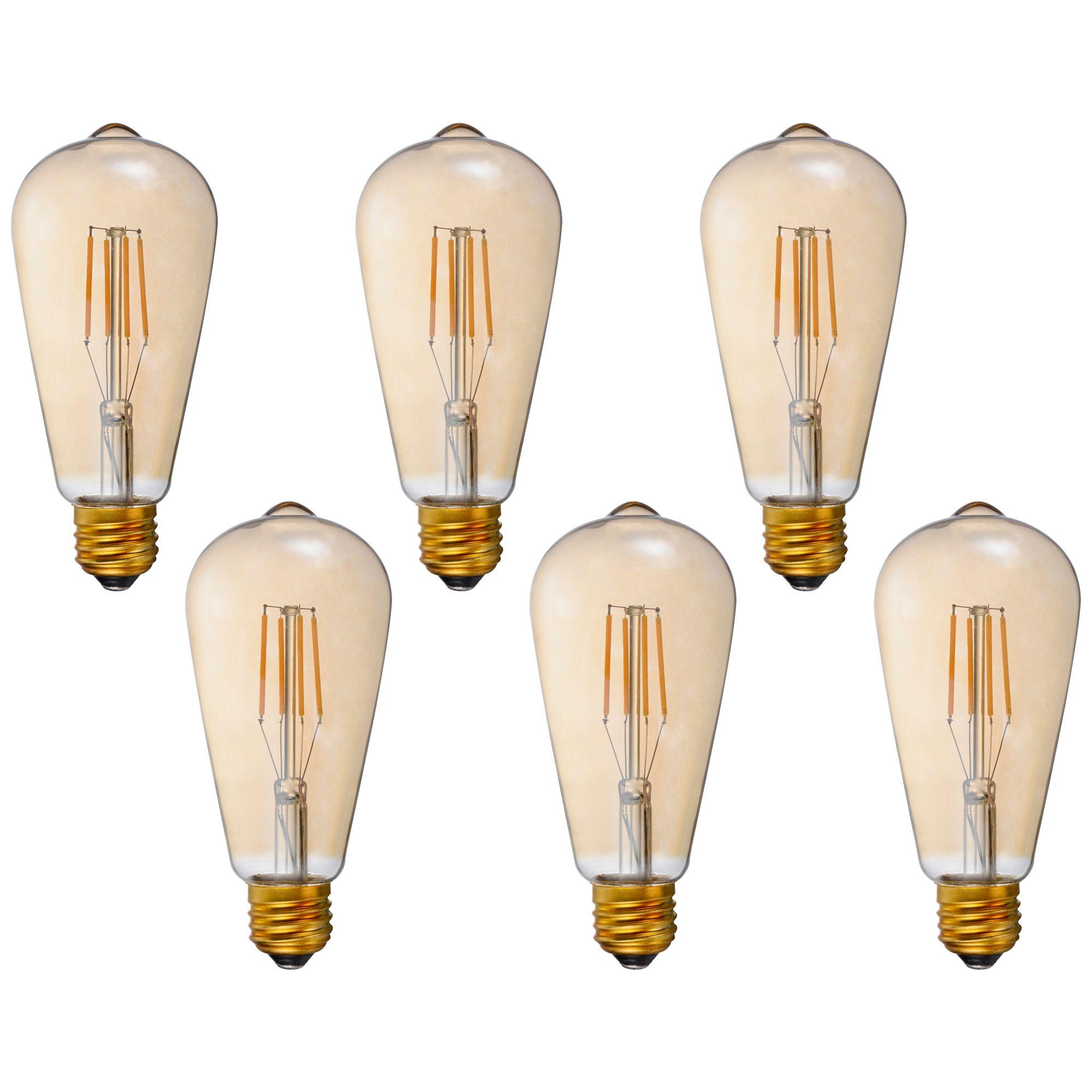 Tesler 40W Equivalent Amber 4W LED Dimmable Standard Edison 6-Pack