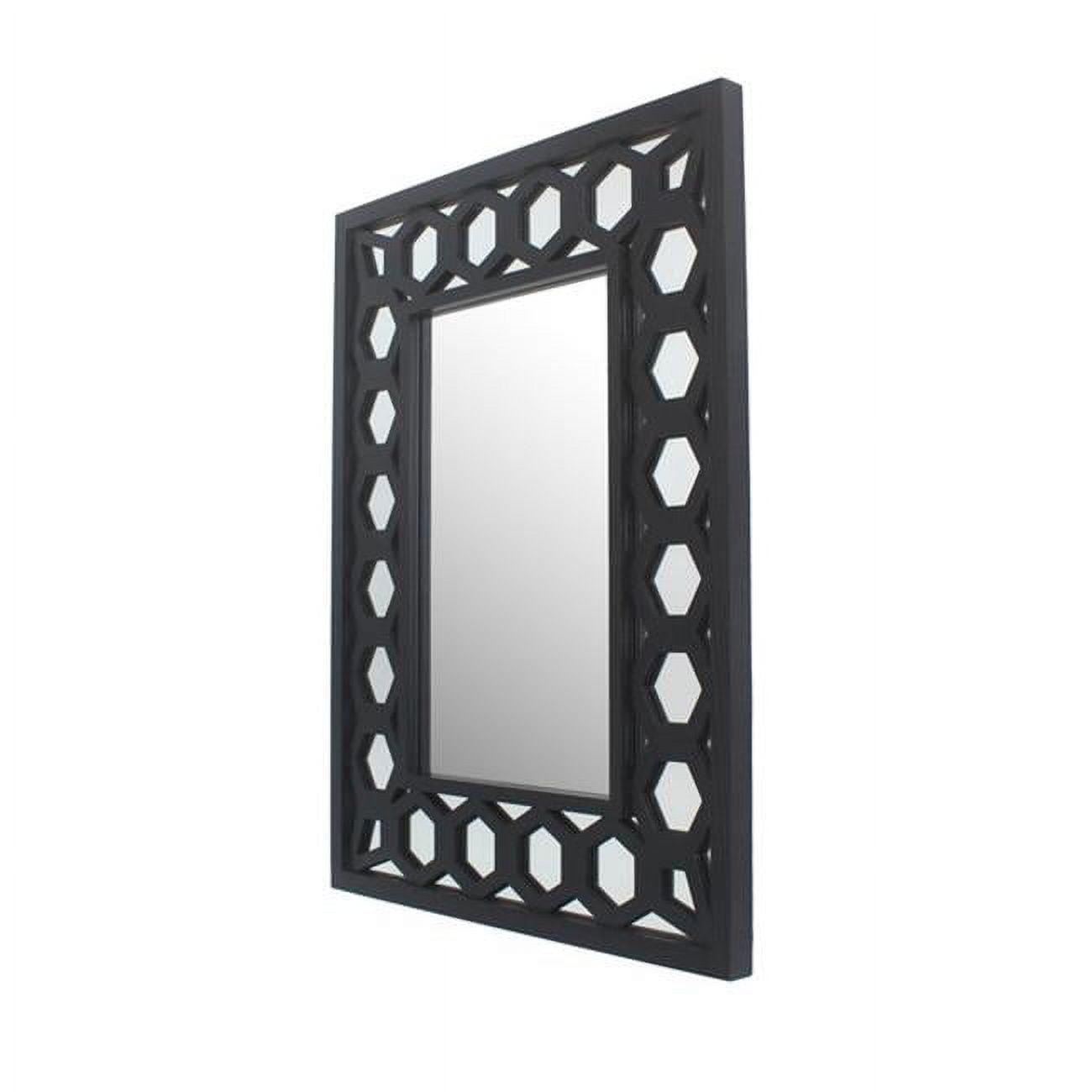 Vintage Black Rectangular Wood Bathroom Vanity Mirror