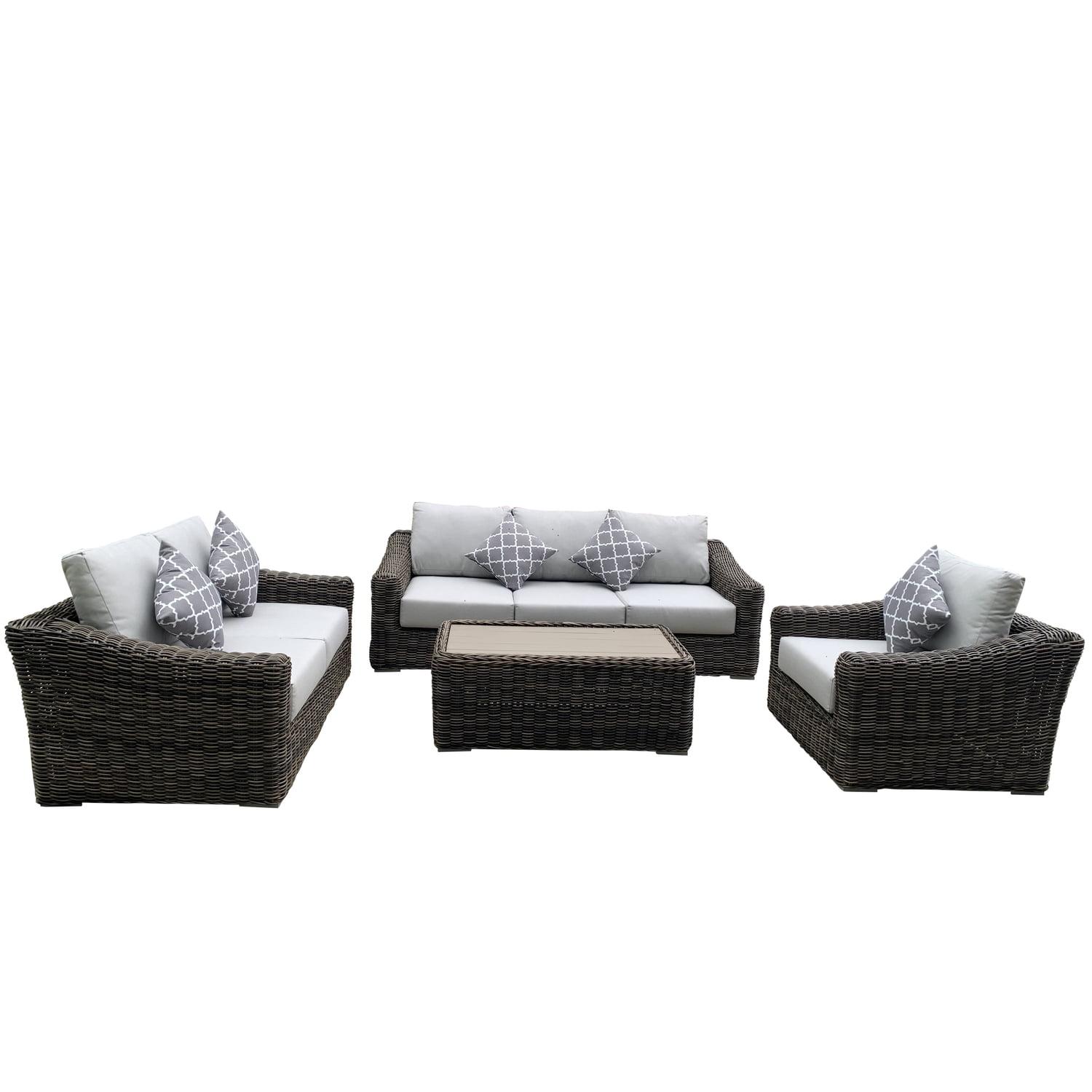 Monterey 6-Person Dark Brown Wicker Outdoor Seating Set with Cushions