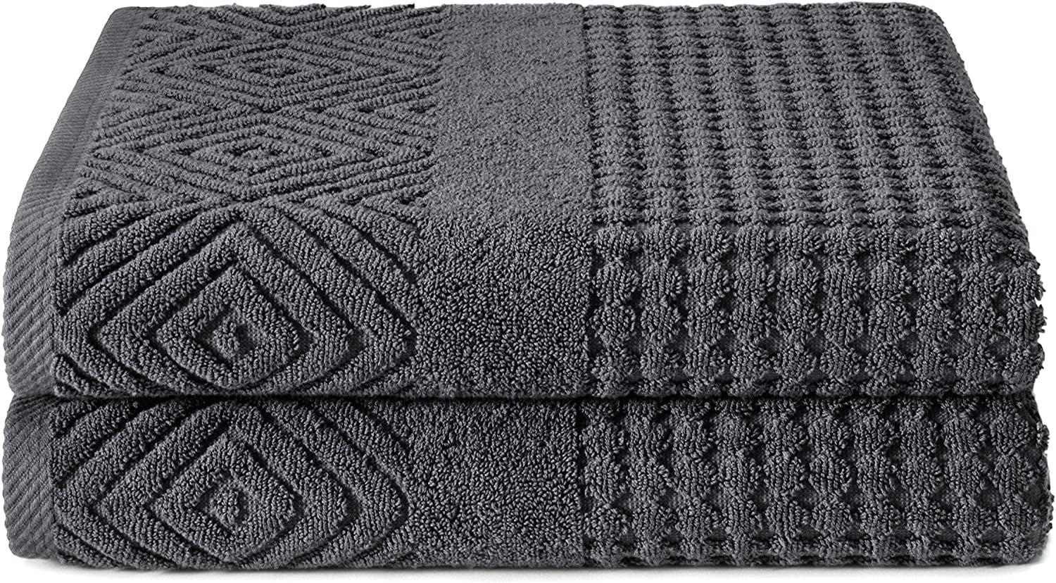 Charcoal Diamond Jacquard Organic Cotton Bath Towel Set