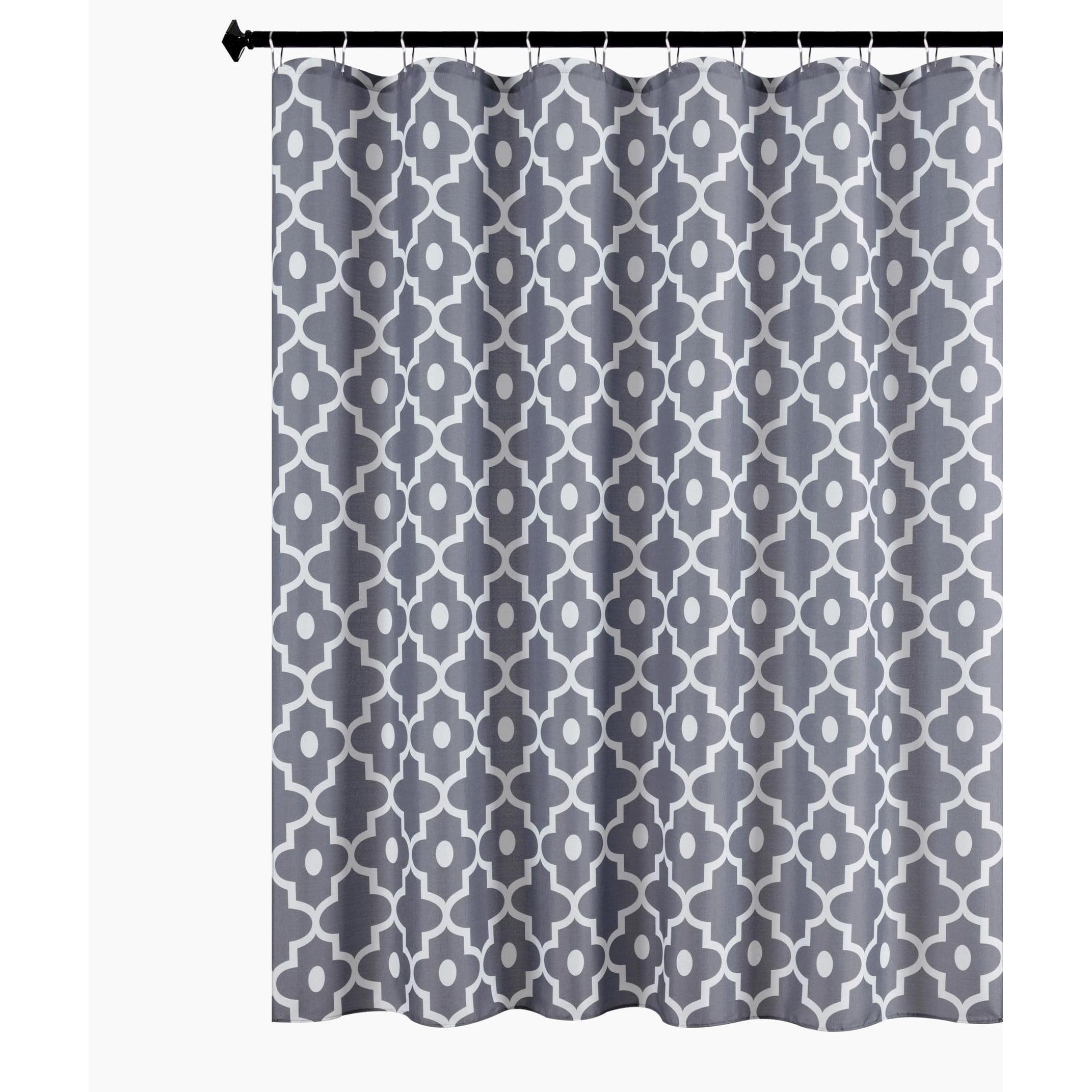 Textured Fabric Shower Curtain, 72"x72", Dark Grey Morocco Print