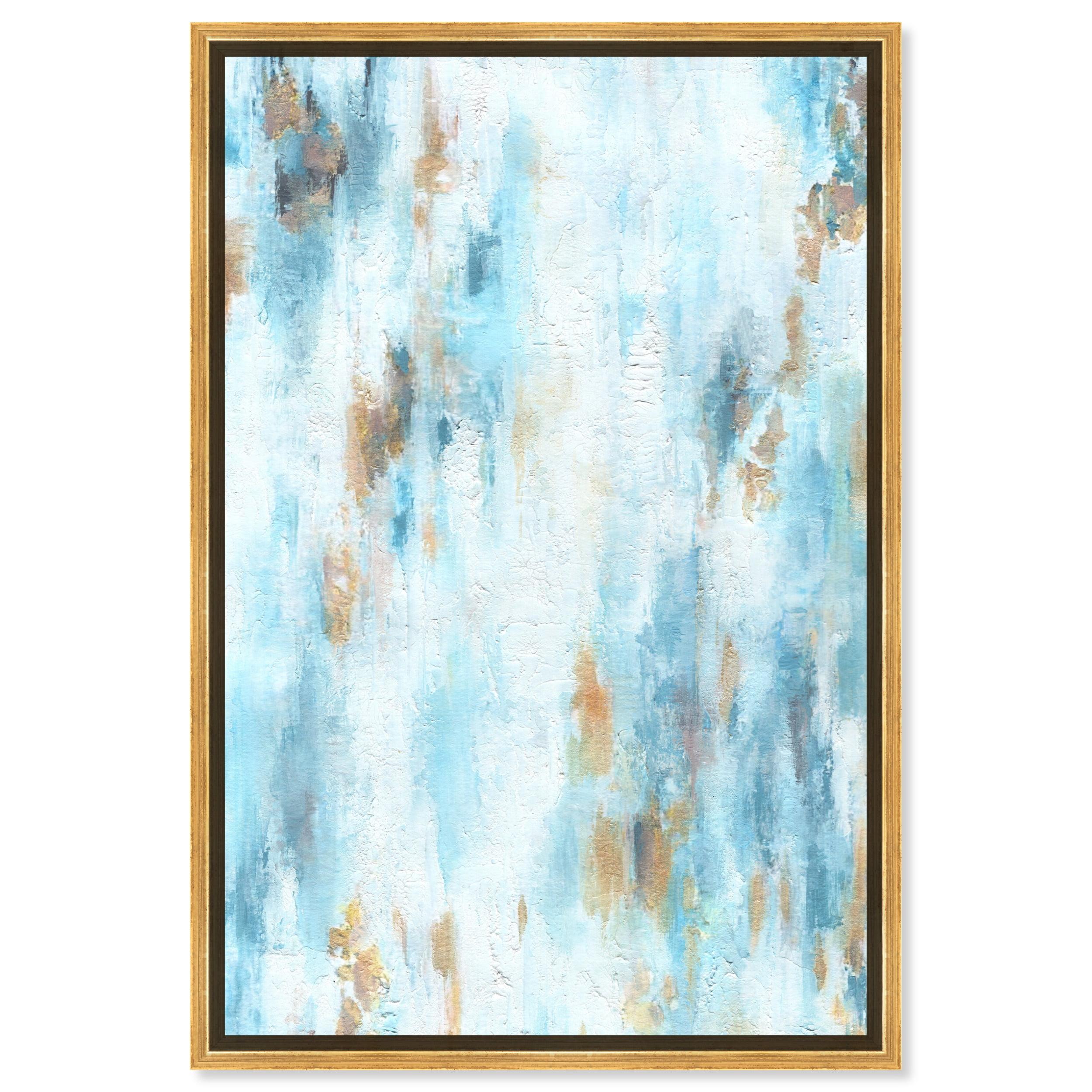 Art Remedy Textured Shades Blue Abstract Wall Art, 30" x 45", Gold Frame