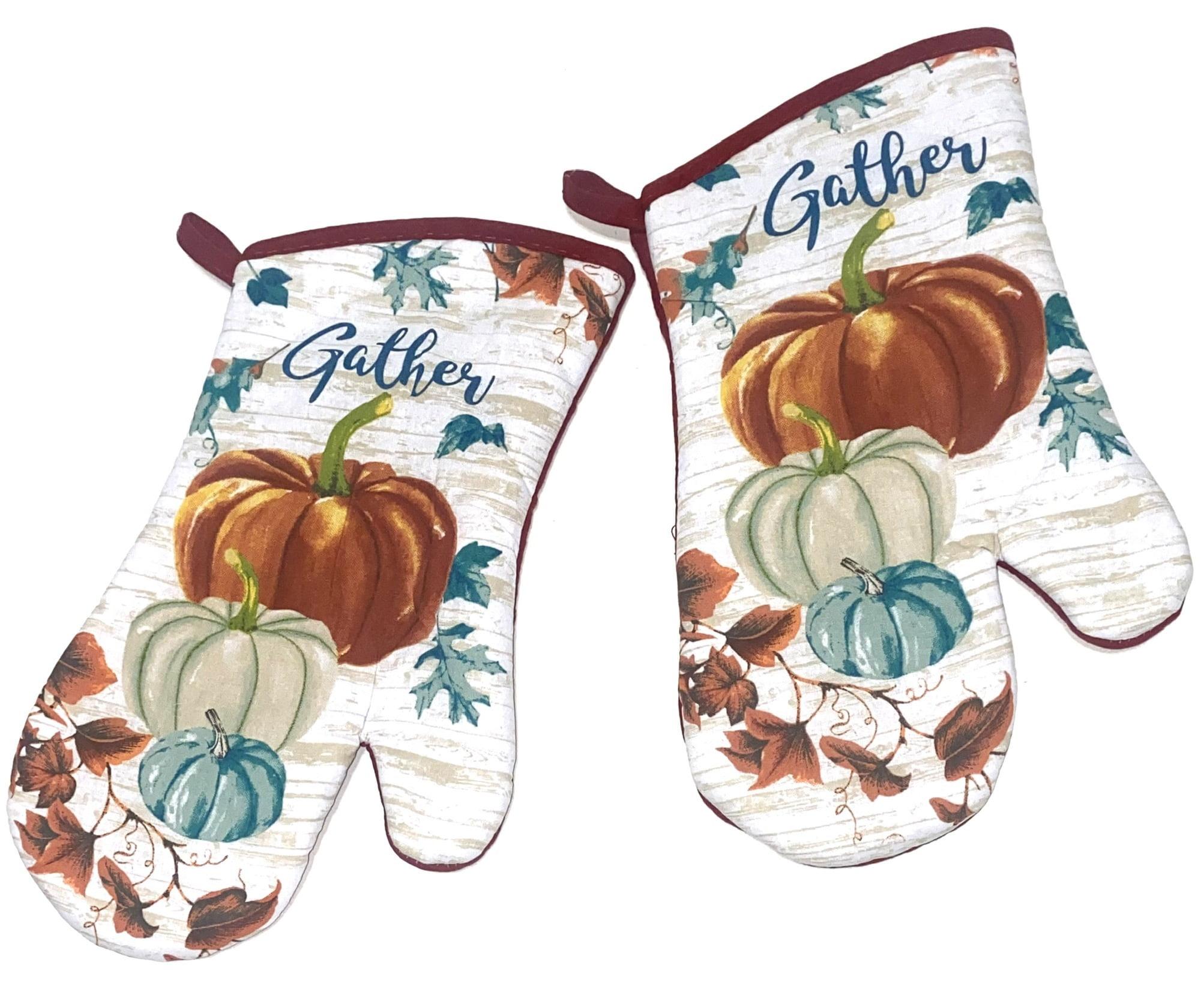 Harvest Pumpkin Autumn Kitchen Oven Mitt Set